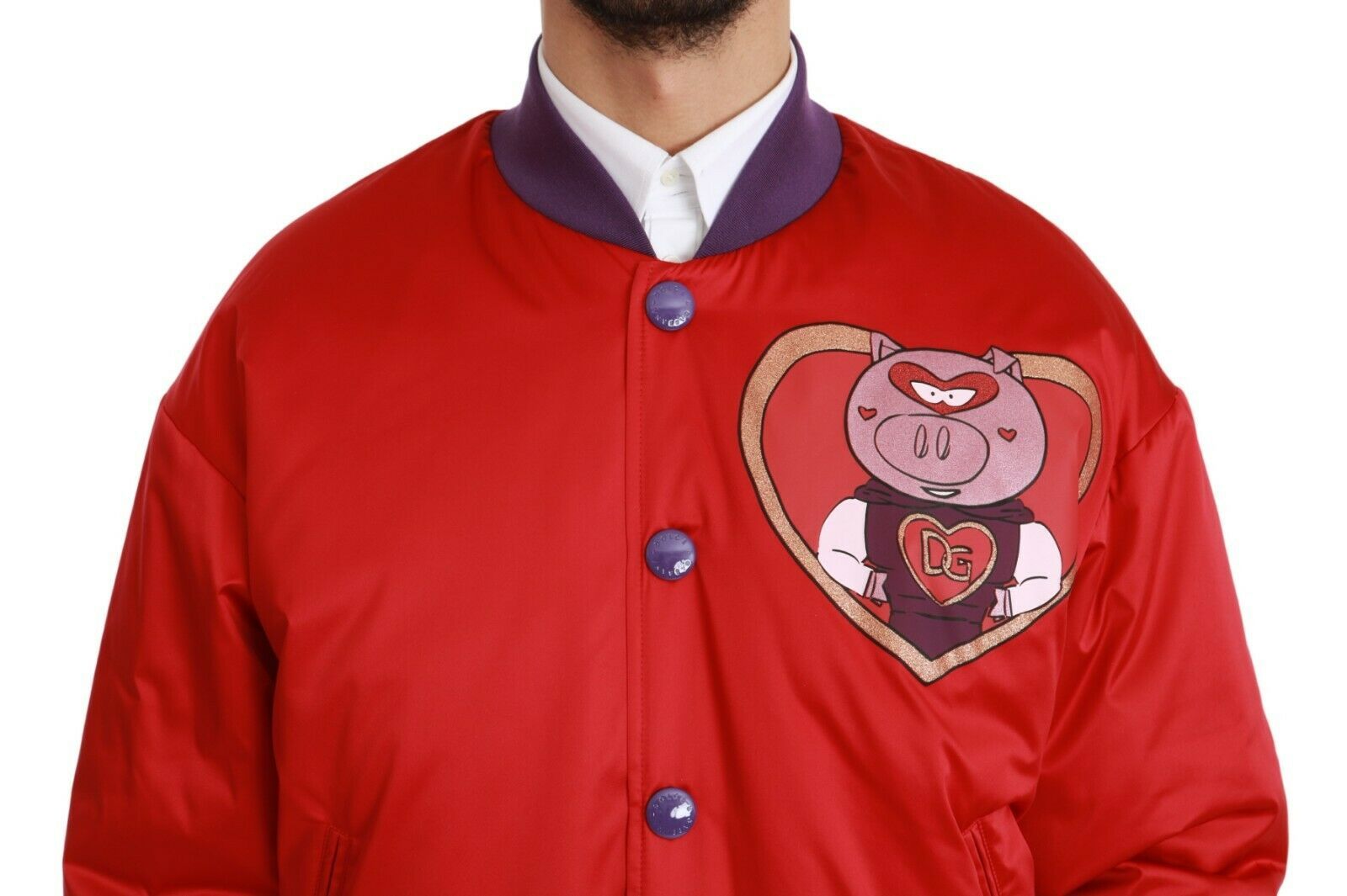 Dolce &amp; Gabbana Blouson aviateur rouge vif à motif multicolore