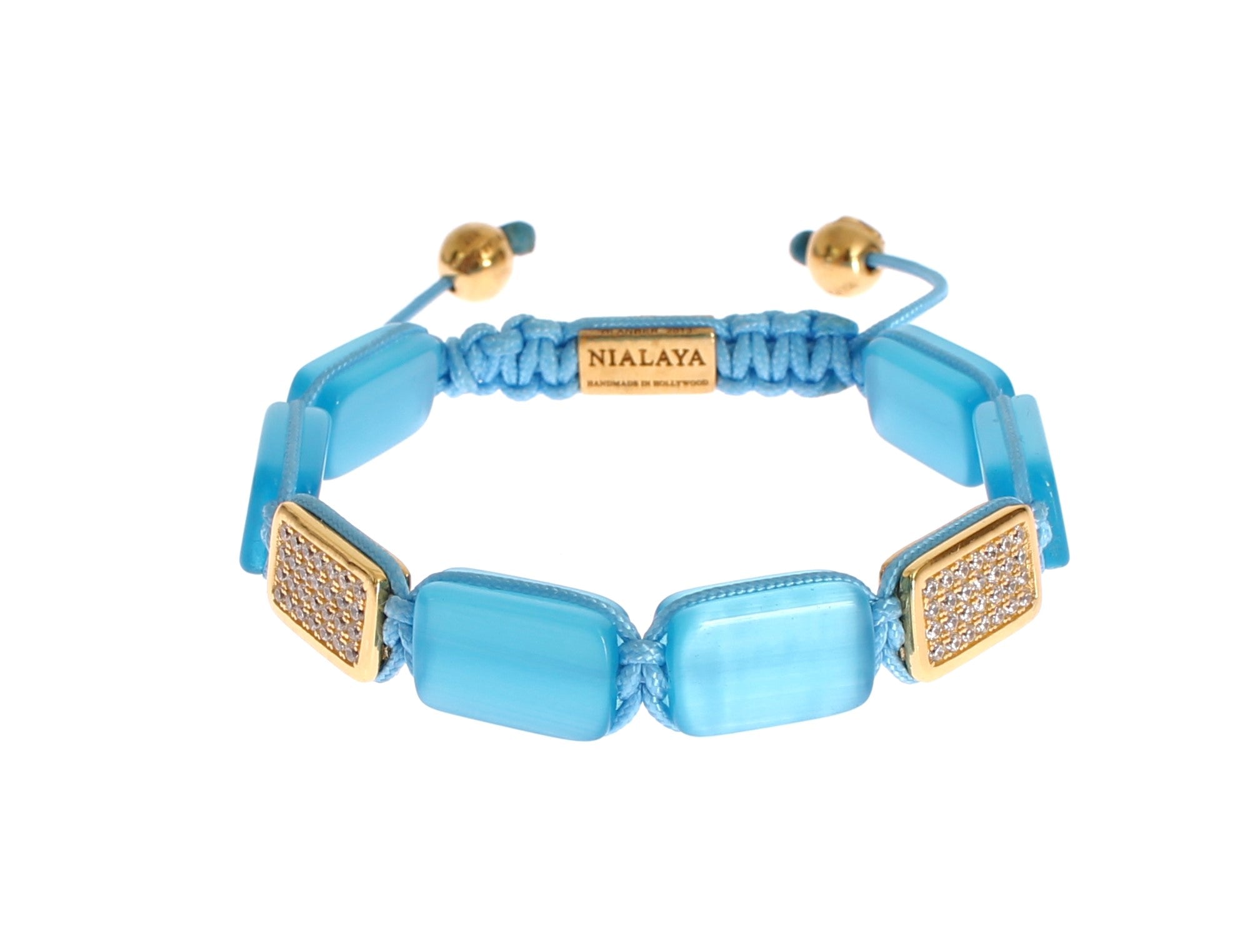 Nialaya Bracelet élégant en opale bleue et serti de diamants