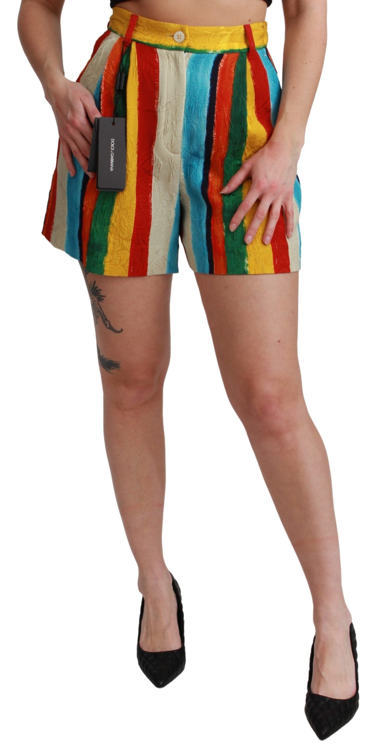 Dolce &amp; Gabbana Short taille haute à rayures multicolores