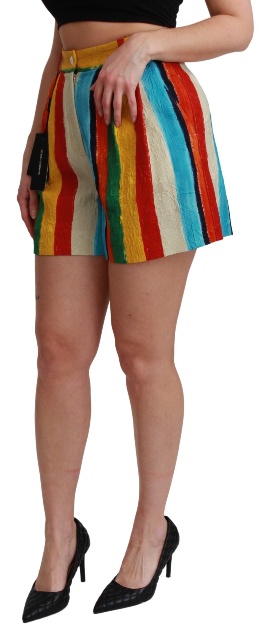 Dolce &amp; Gabbana Short taille haute à rayures multicolores