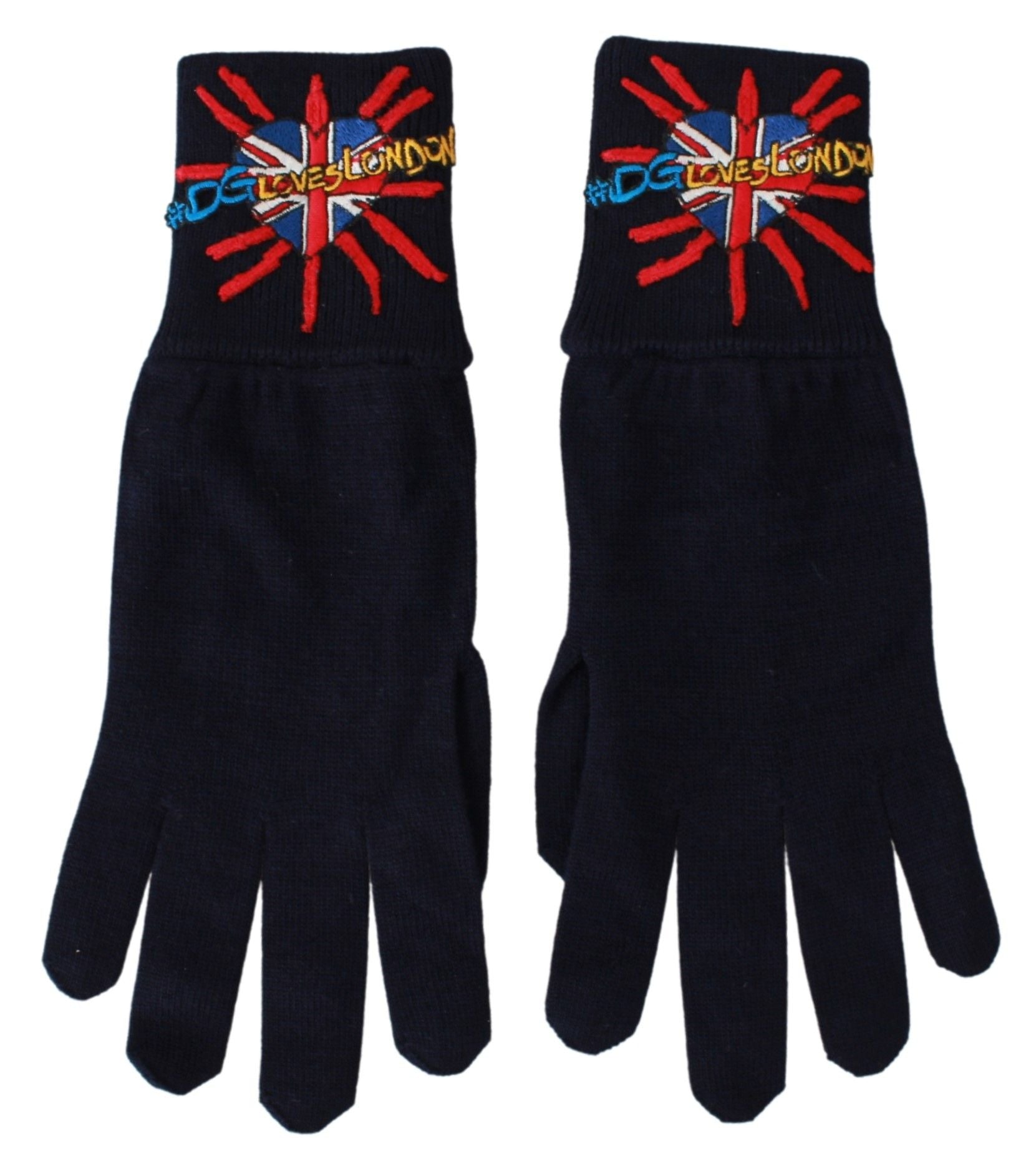 Gants unisexes en laine vierge bleue Dolce &amp; Gabbana