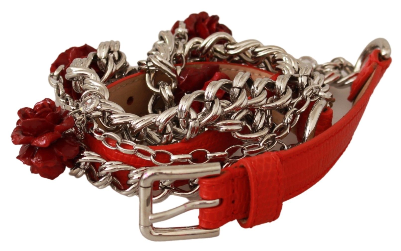 Dolce &amp; Gabbana Ceinture élégante à fleurs roses en rouge vif