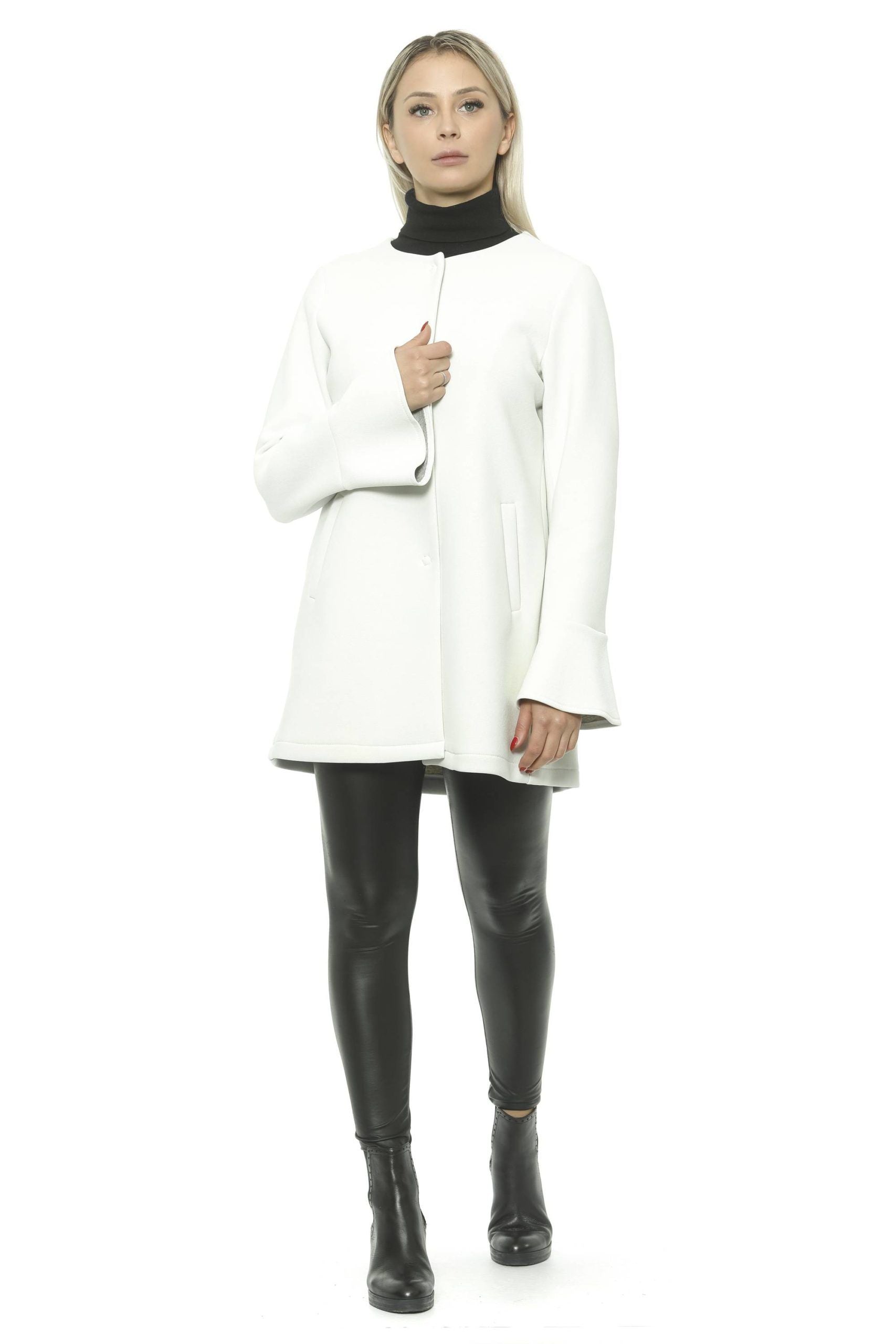 19V69 Italia Manteau femme élégant en néoprène blanc