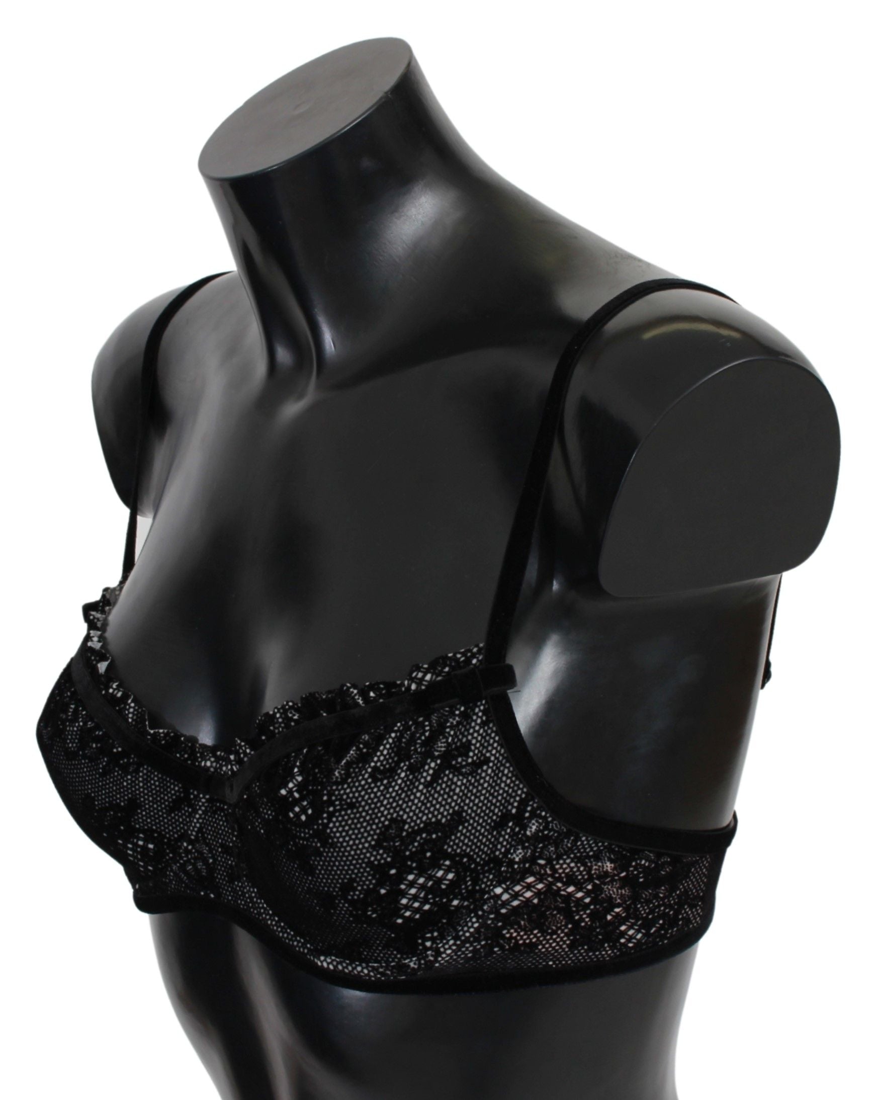 Ermanno Scervino Sleek Black Mesh Balconcino Bra