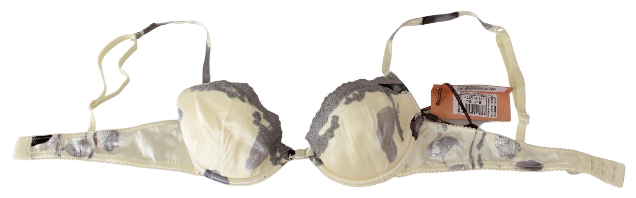 Ermanno Scervino Soutien-gorge push-up en soie mélangée en beige et gris