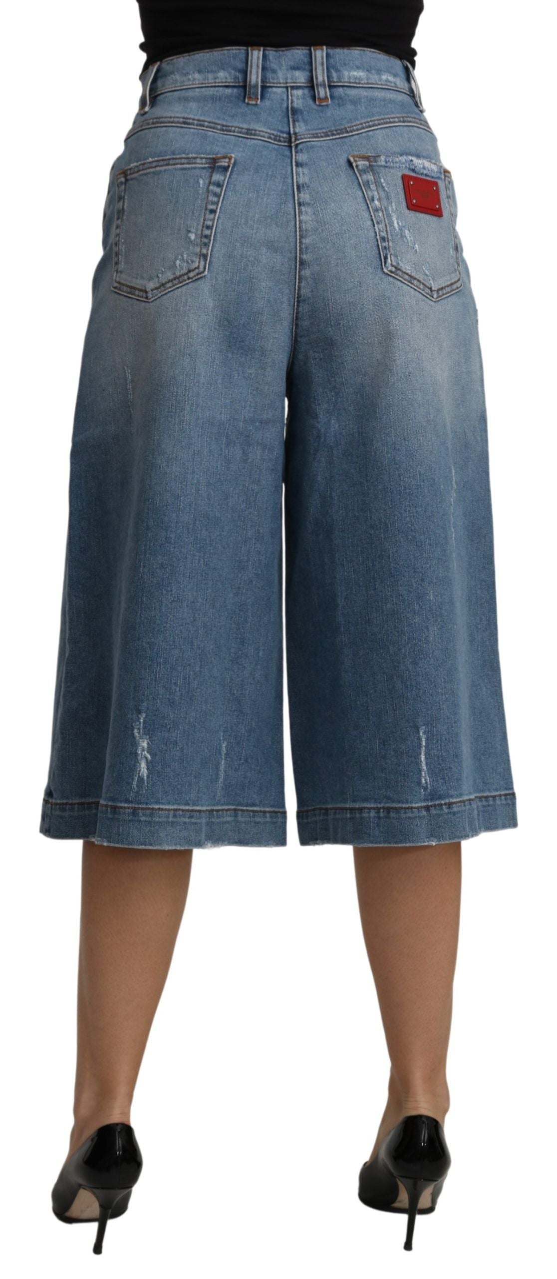 Dolce &amp; Gabbana Pantalon en denim court élégant à jambe large