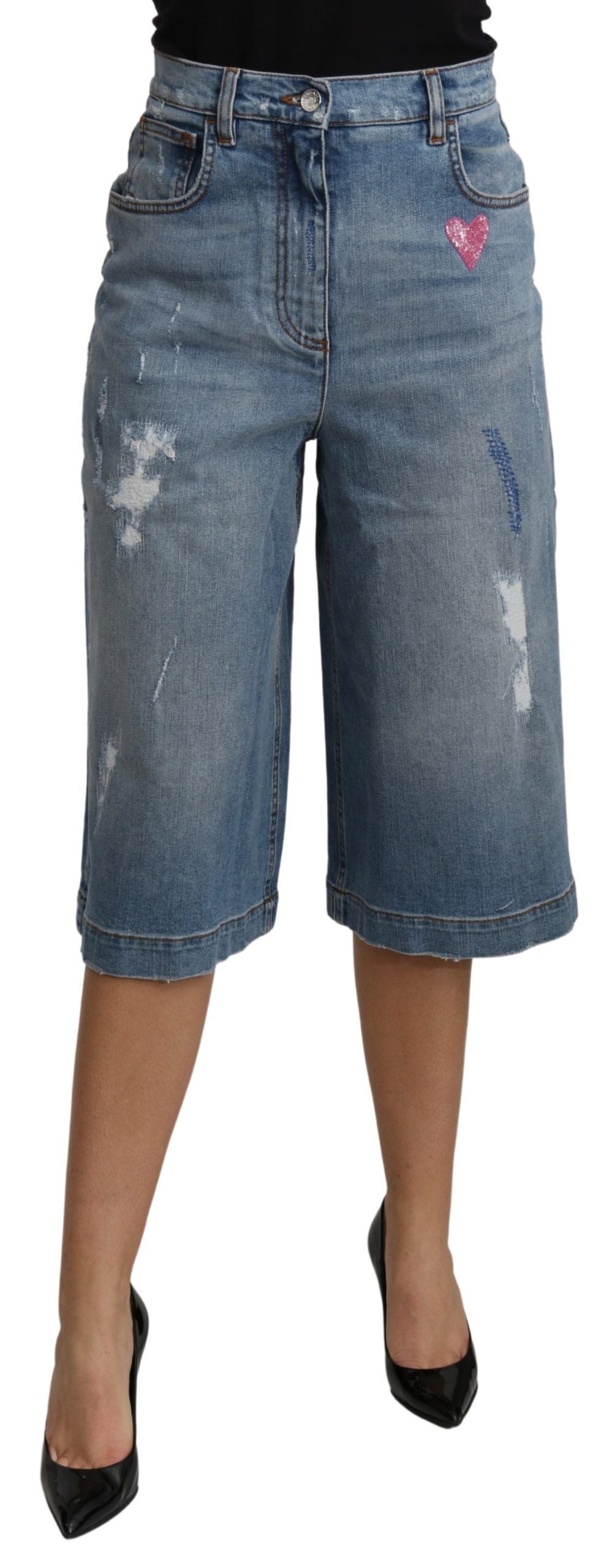 Dolce &amp; Gabbana Pantalon en denim court élégant à jambe large