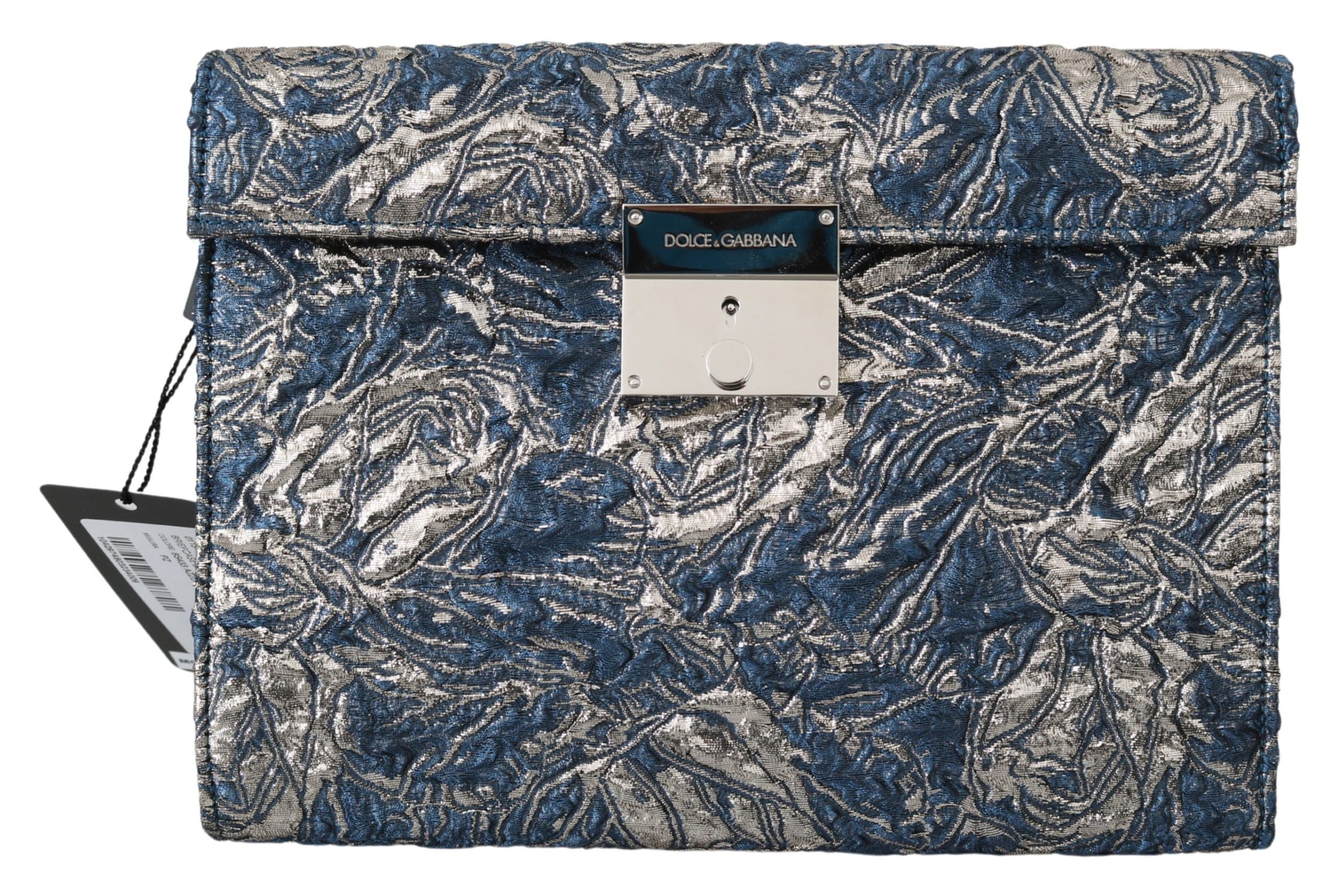 Dolce &amp; Gabbana Pochette porte-documents bleue élégante à imprimé croco