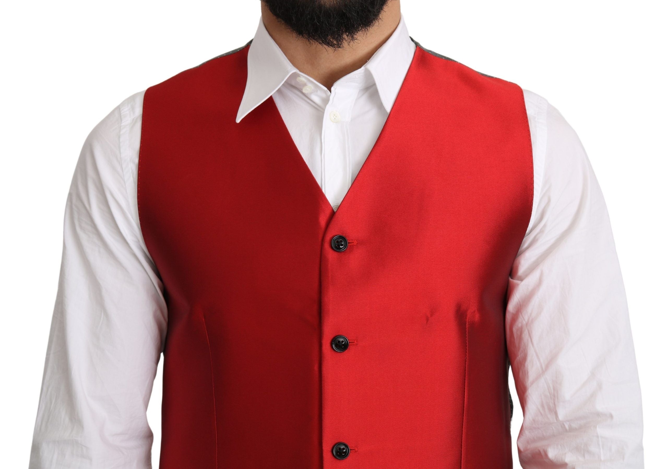 Dolce &amp; Gabbana Ravissant gilet formel en soie rouge