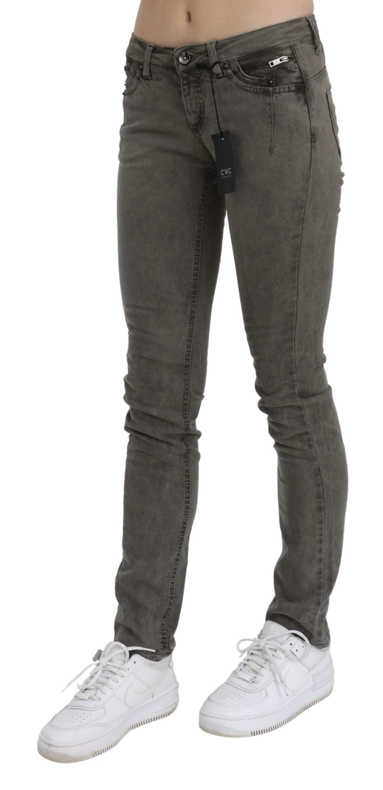 Costume National Chic - Jean slim en coton gris