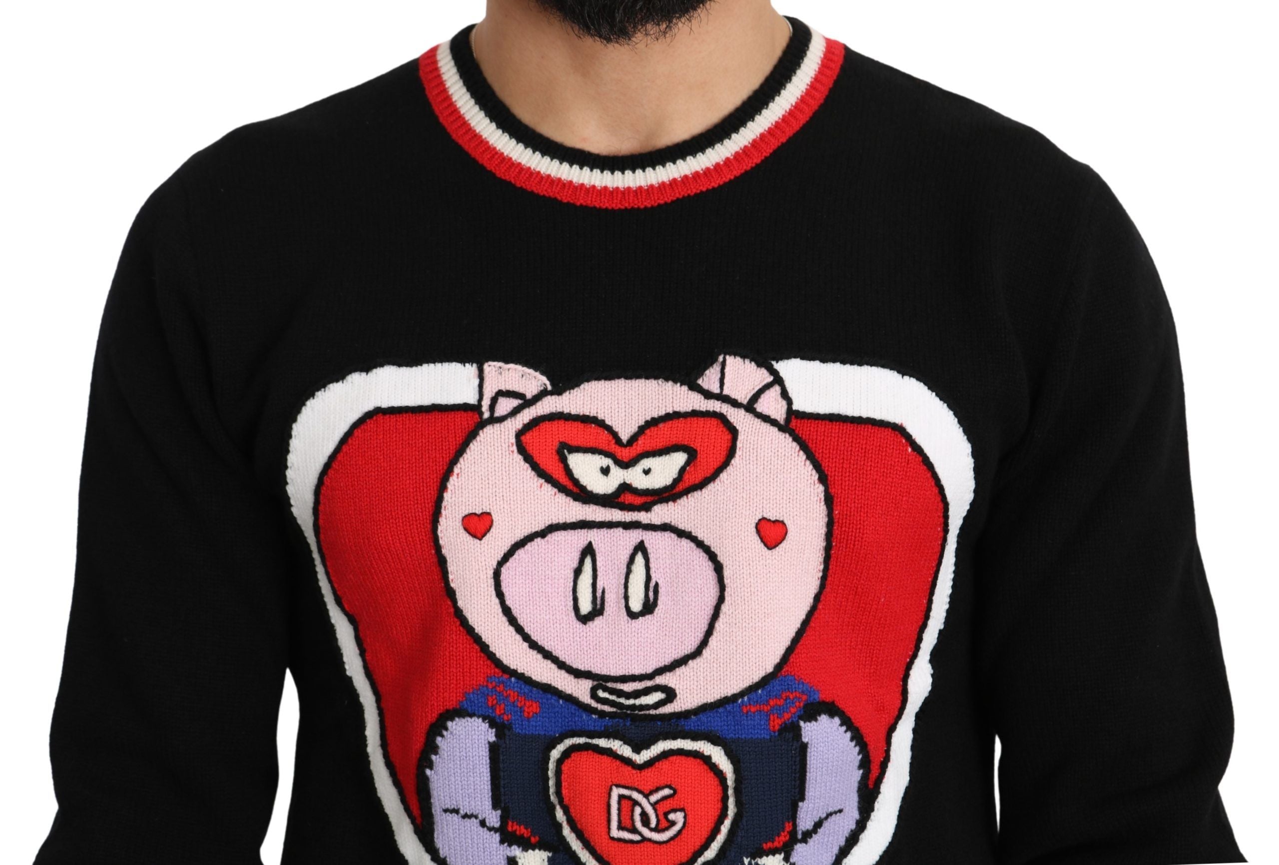 Dolce &amp; Gabbana Pull élégant à col rond en cachemire noir