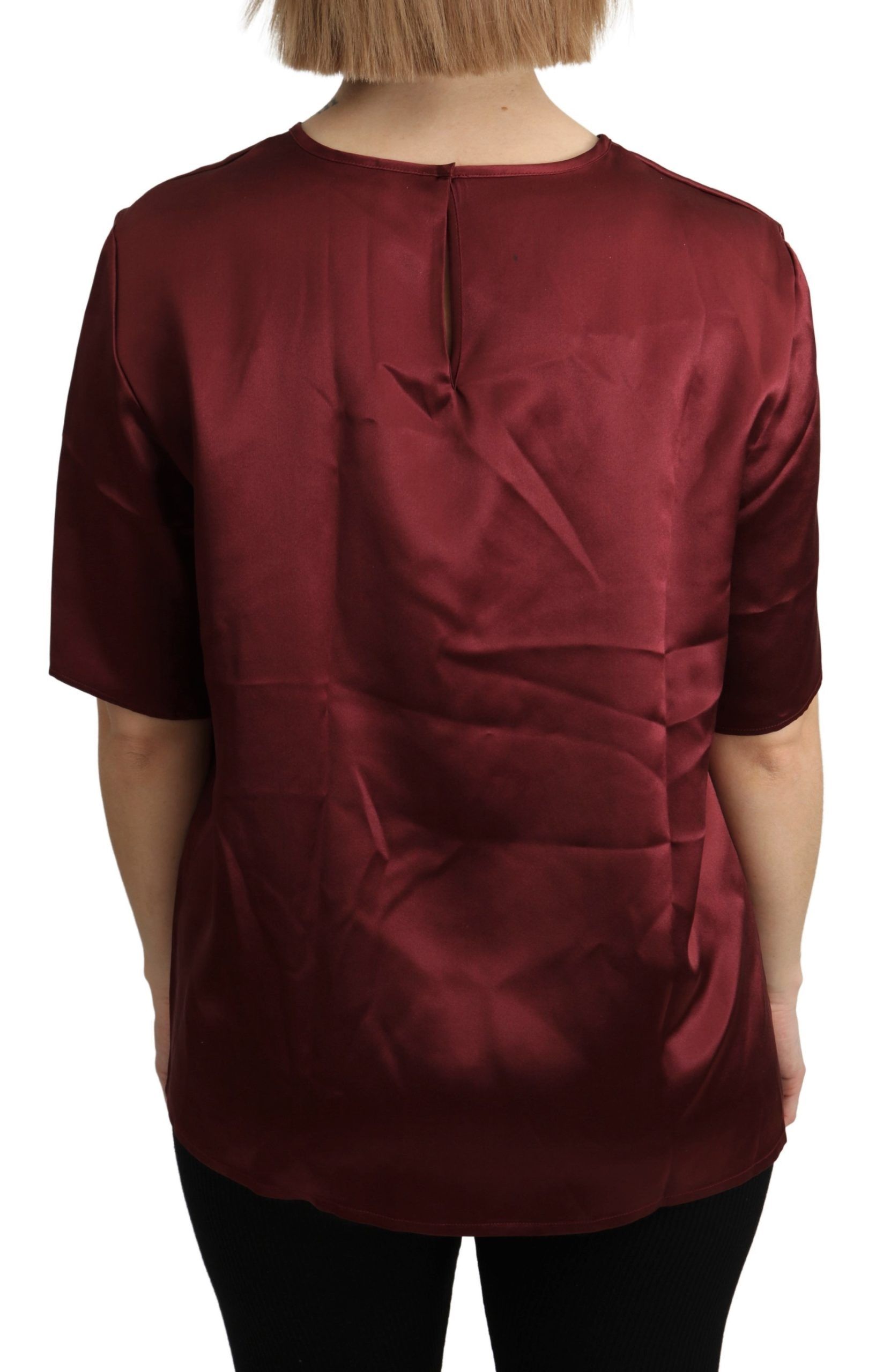 Dolce & Gabbana Bordeaux Blouse à col rond Haut en soie