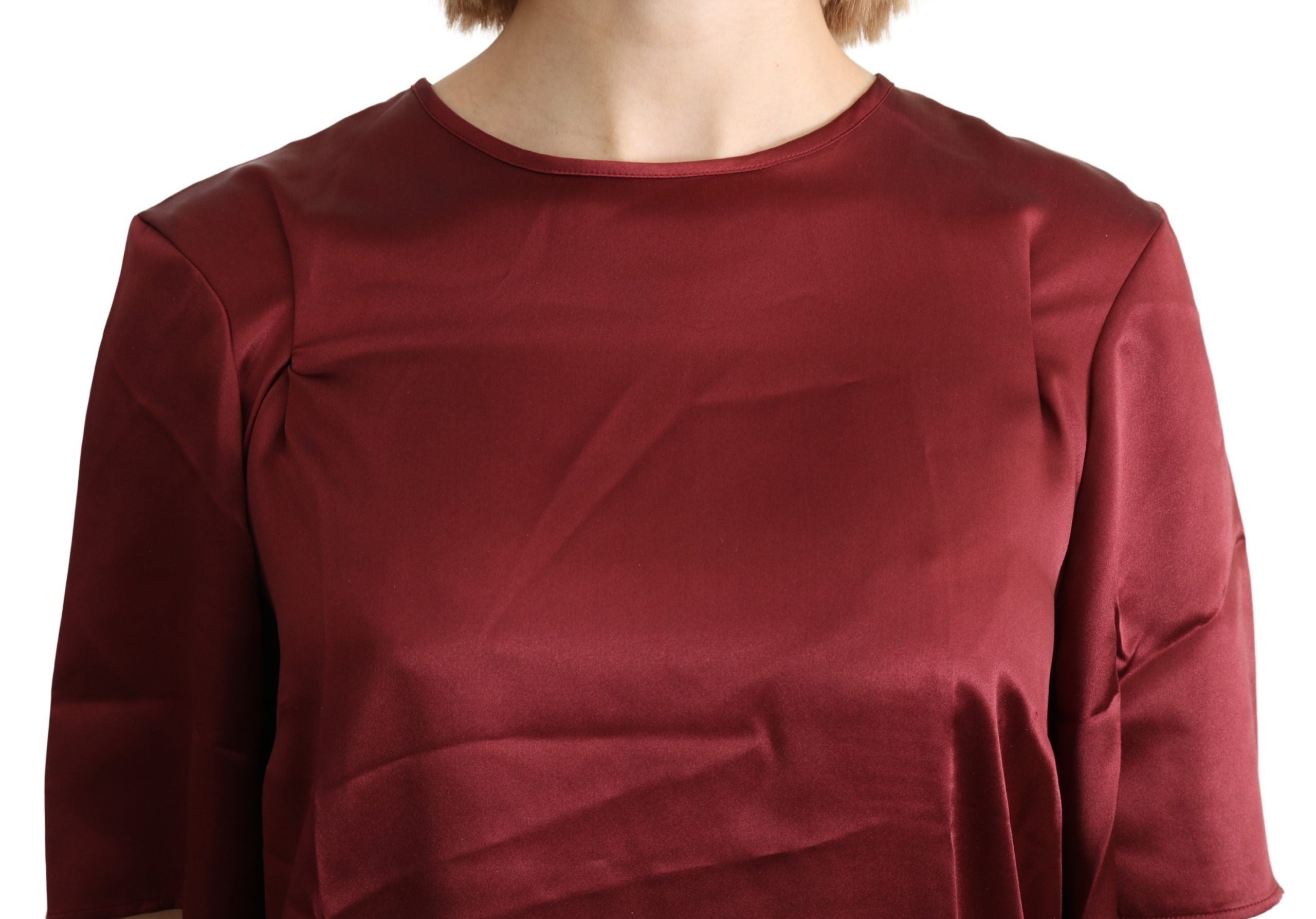 Dolce & Gabbana Bordeaux Blouse à col rond Haut en soie