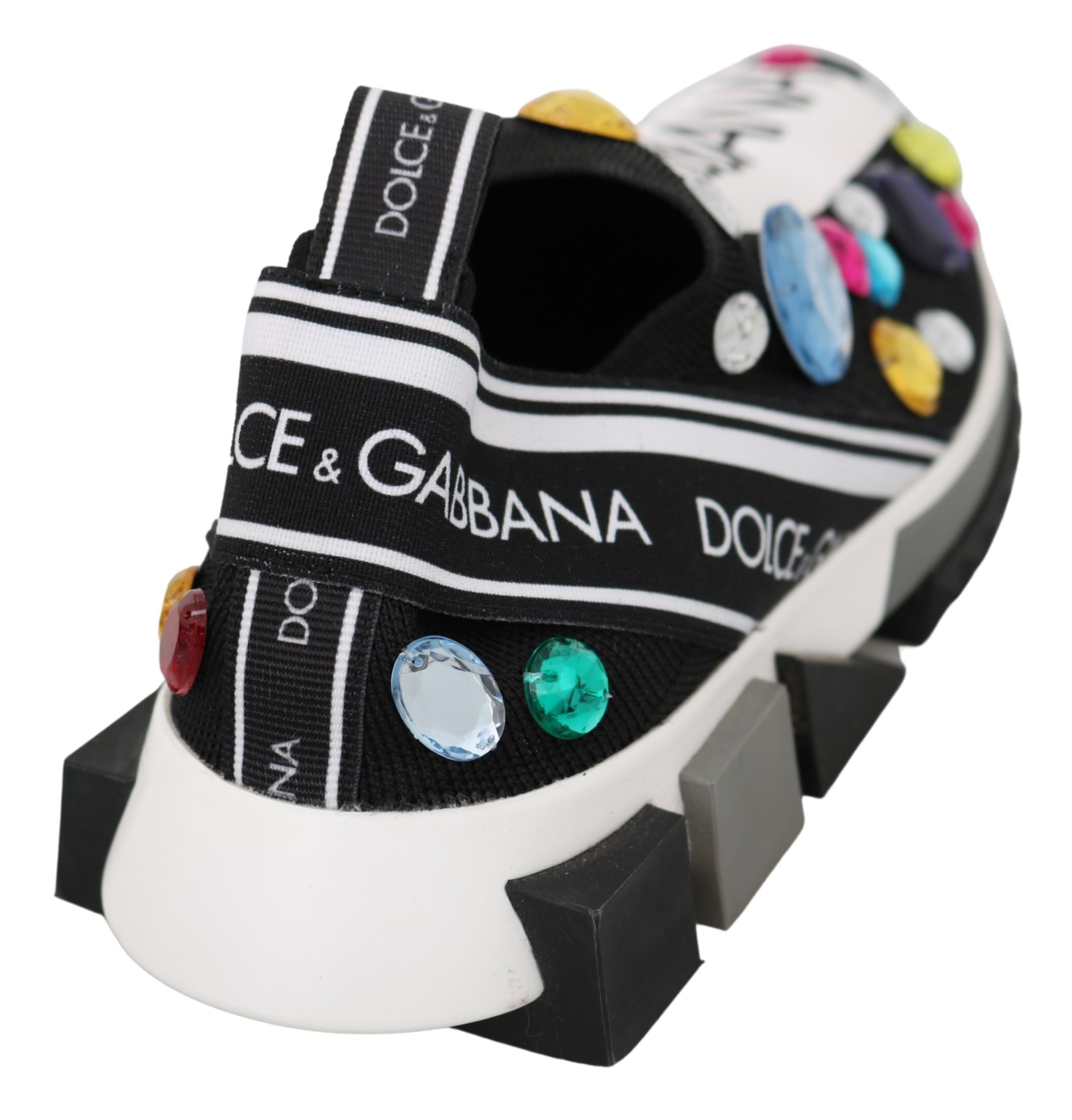 Dolce &amp; Gabbana Baskets basses noires ornées de cristaux