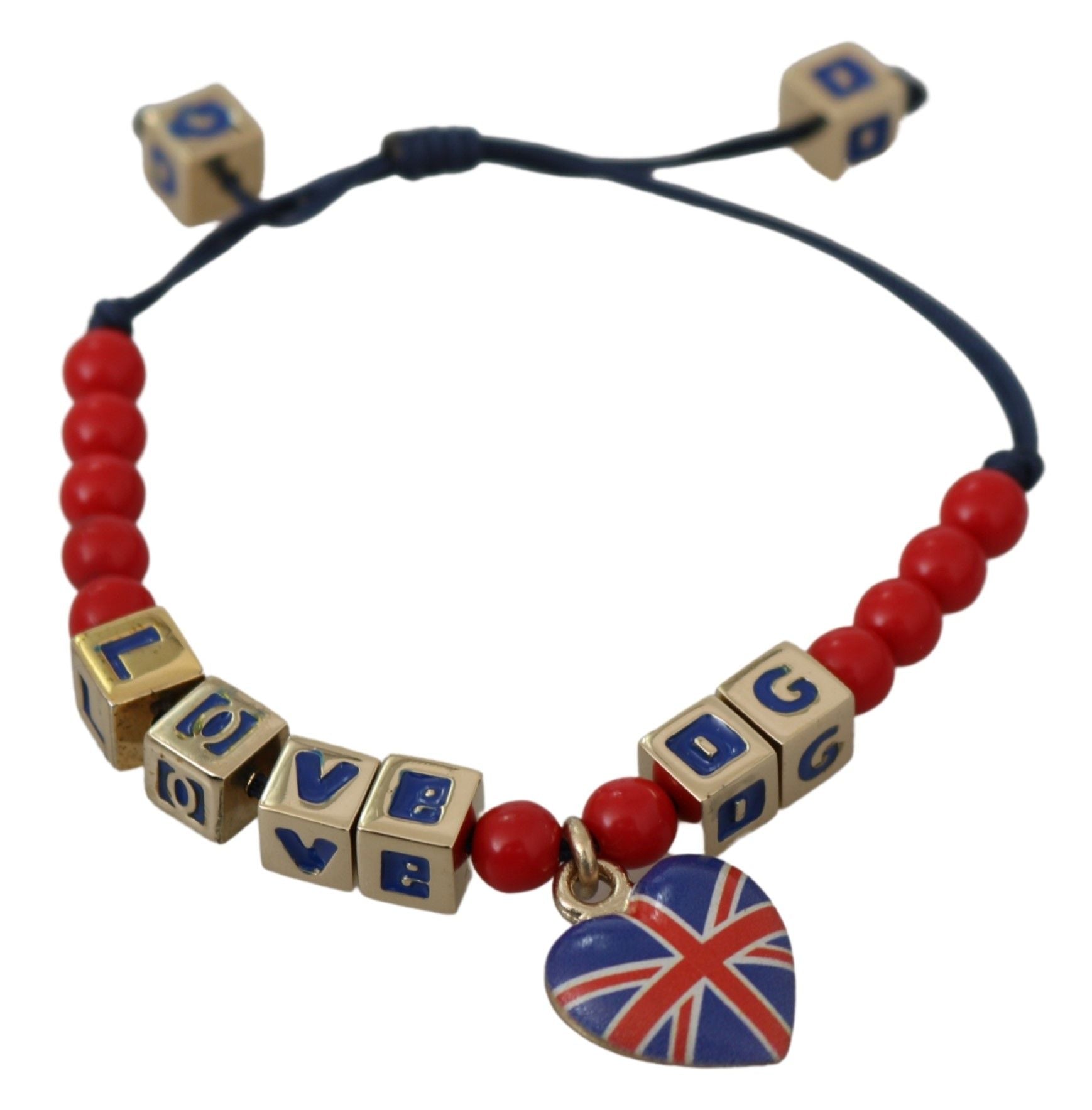 Dolce &amp; Gabbana Bracelet élégant en coton mélangé en verre bleu rouge