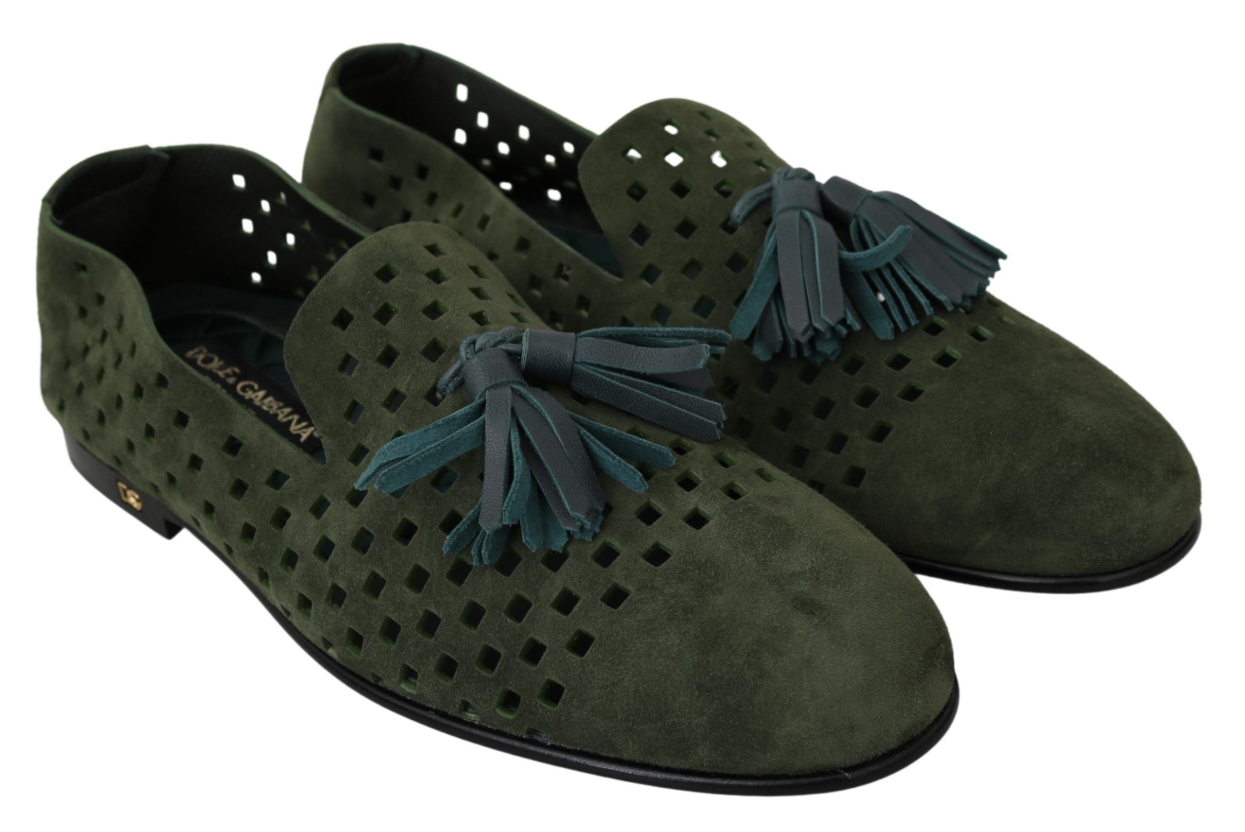 Dolce &amp; Gabbana Mocassins élégants en daim vert pour hommes