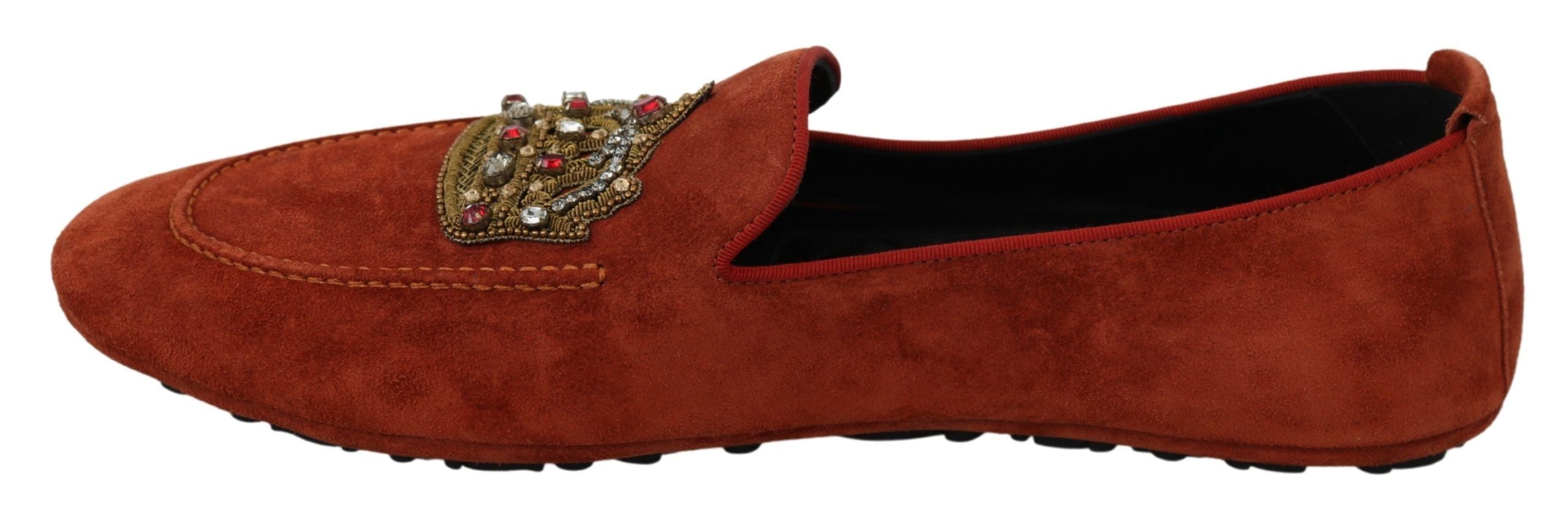 Dolce & Gabbana Elegant Orange Leather Moccasin Slippers