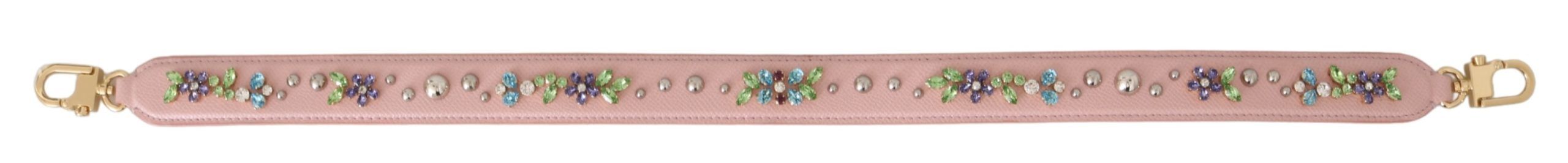 Dolce &amp; Gabbana Superbe bracelet en cuir clouté de cristaux roses