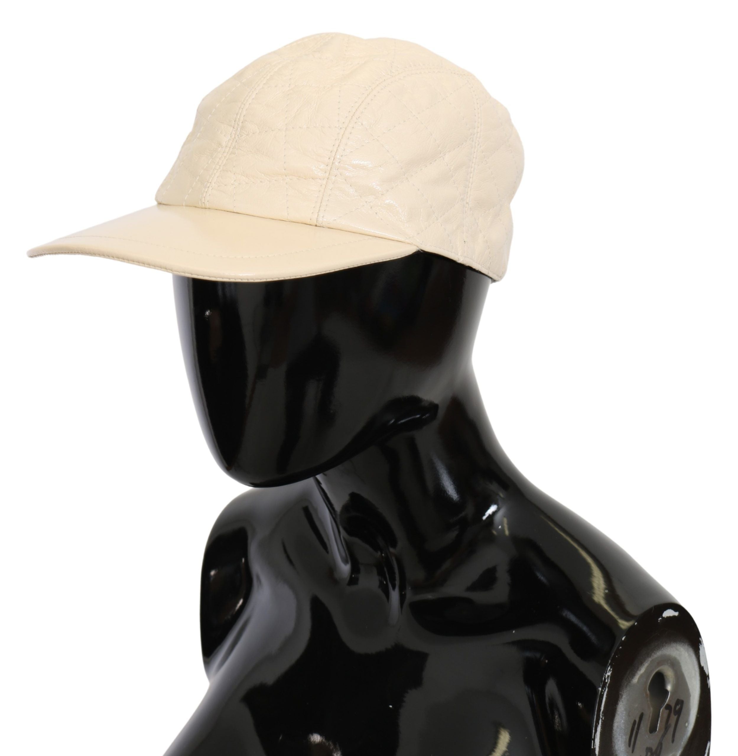 Dolce &amp; Gabbana Casquette de baseball élégante en cuir d'agneau blanc