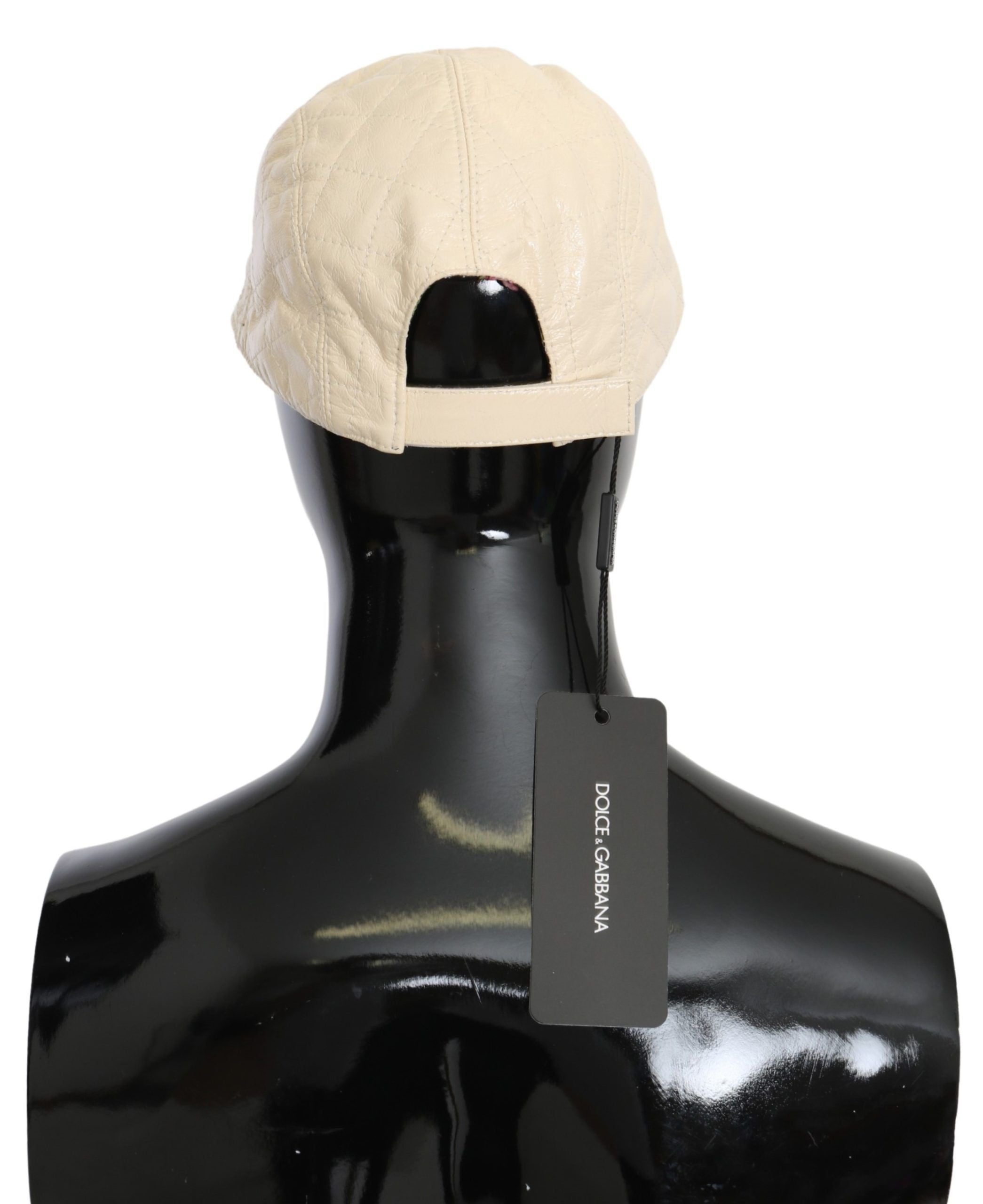 Dolce &amp; Gabbana Casquette de baseball élégante en cuir d'agneau blanc