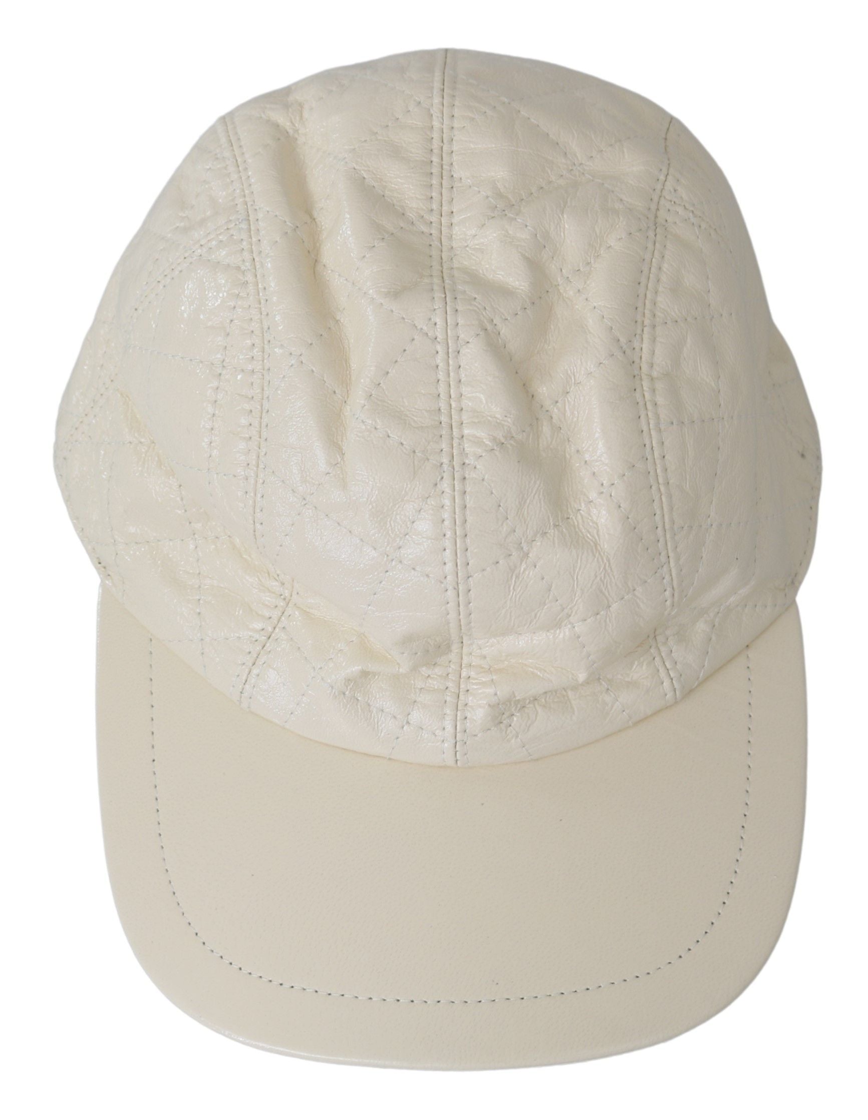 Dolce &amp; Gabbana Casquette de baseball élégante en cuir d'agneau blanc