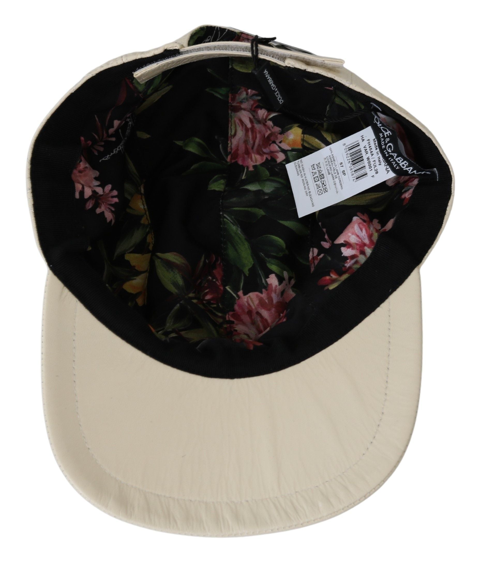 Dolce &amp; Gabbana Casquette de baseball élégante en cuir d'agneau blanc