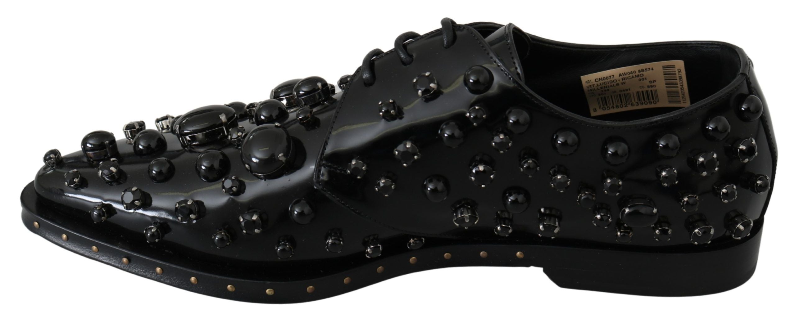 Dolce &amp; Gabbana Chaussures habillées noires élégantes avec cristaux