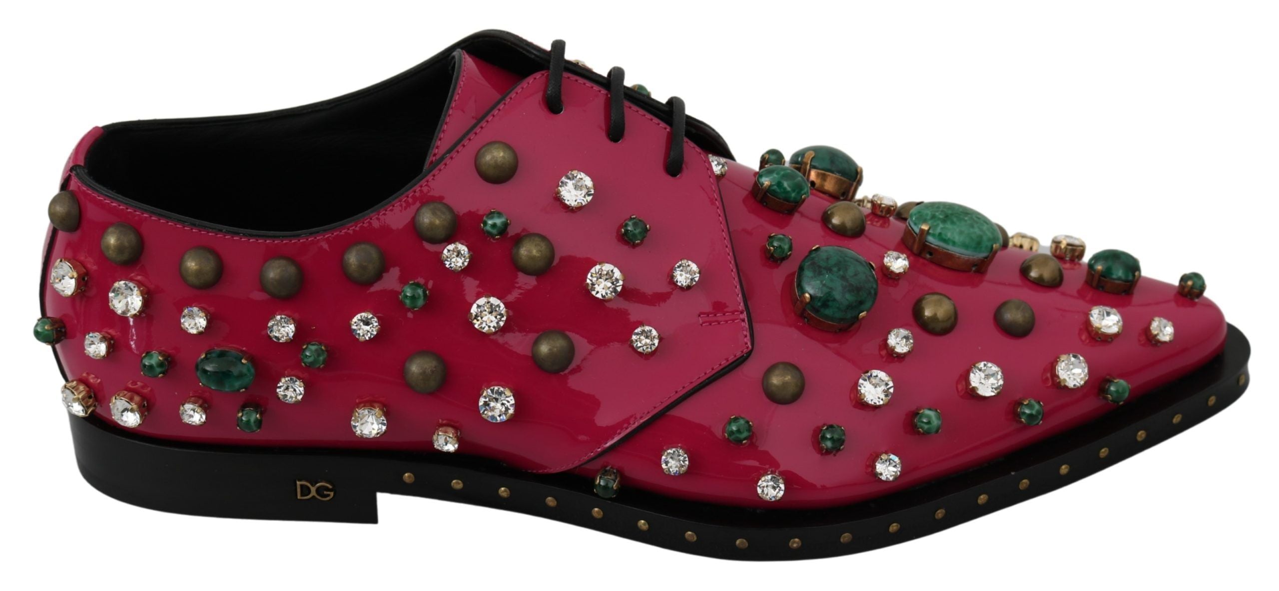 Dolce &amp; Gabbana Chaussures plates vernies en cristal rose fuchsia