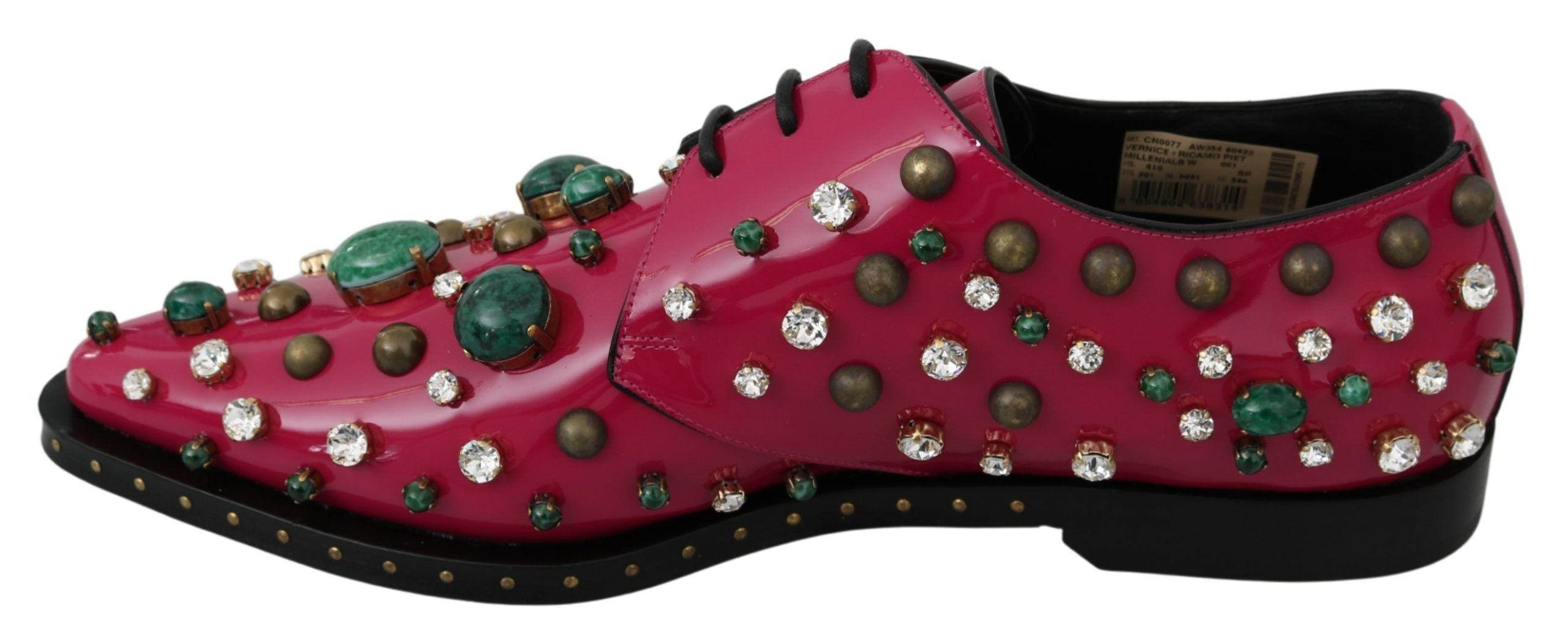 Dolce &amp; Gabbana Chaussures plates vernies en cristal rose fuchsia