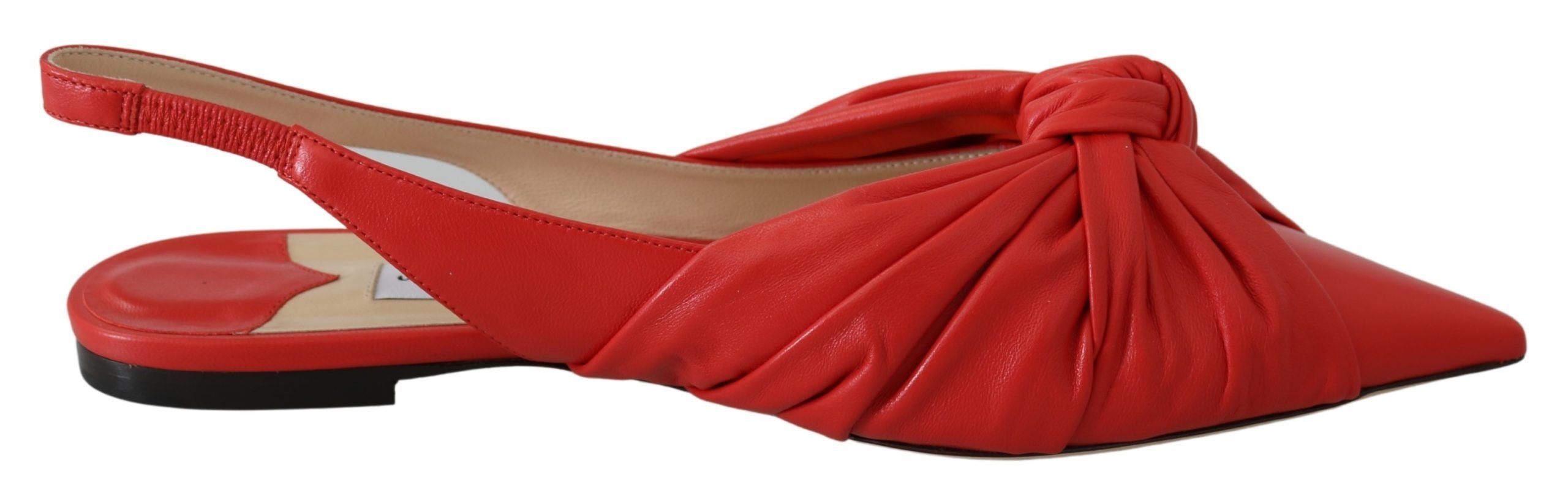 Jimmy Choo Chaussures plates en cuir à bout pointu rouge chic