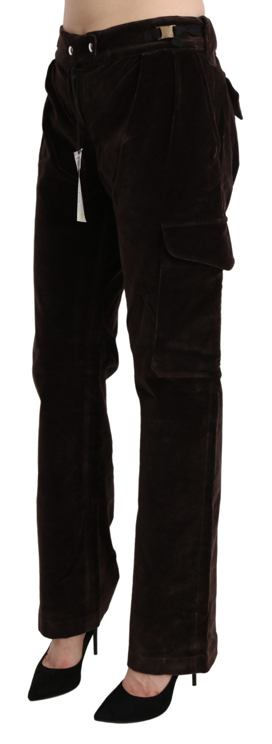 Ermanno Scervino Pantalon cargo taille haute chic en marron sophistiqué