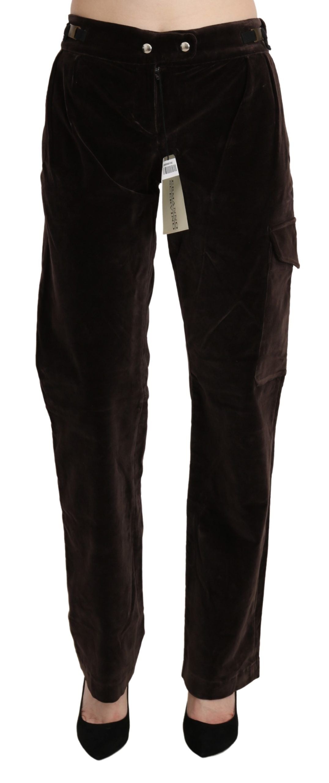 Ermanno Scervino Pantalon cargo taille haute chic en marron sophistiqué