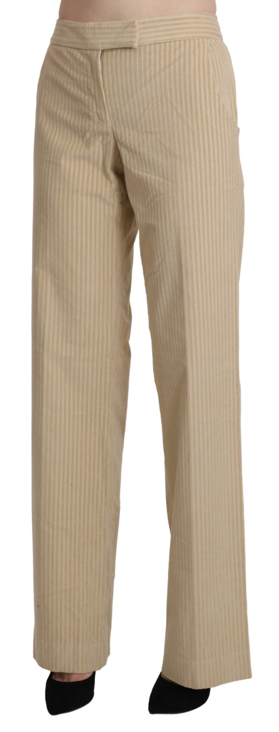 Ermanno Scervino Pantalon large taille haute beige chic