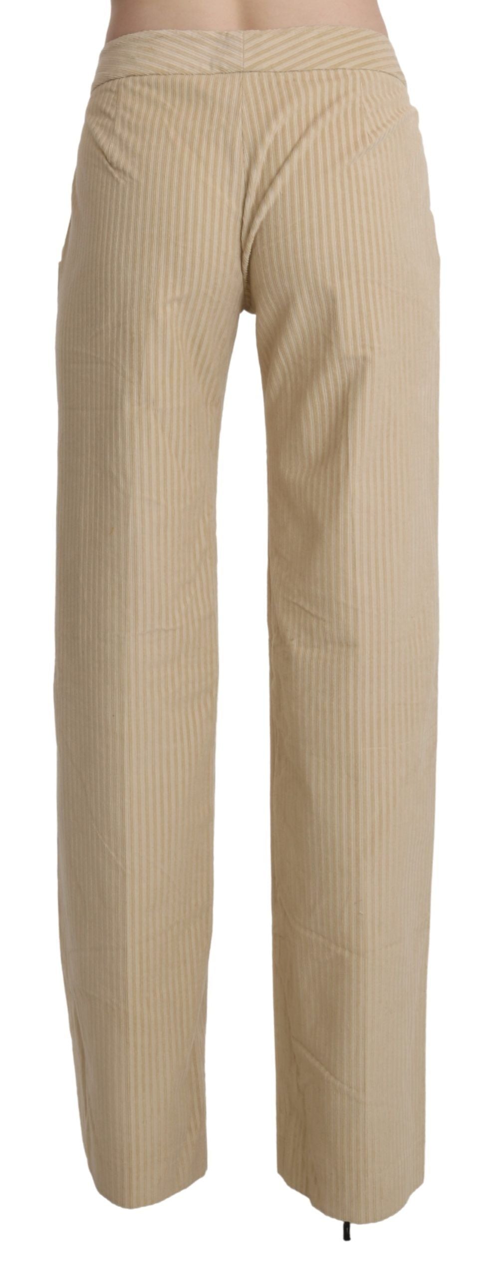 Ermanno Scervino Pantalon large taille haute beige chic