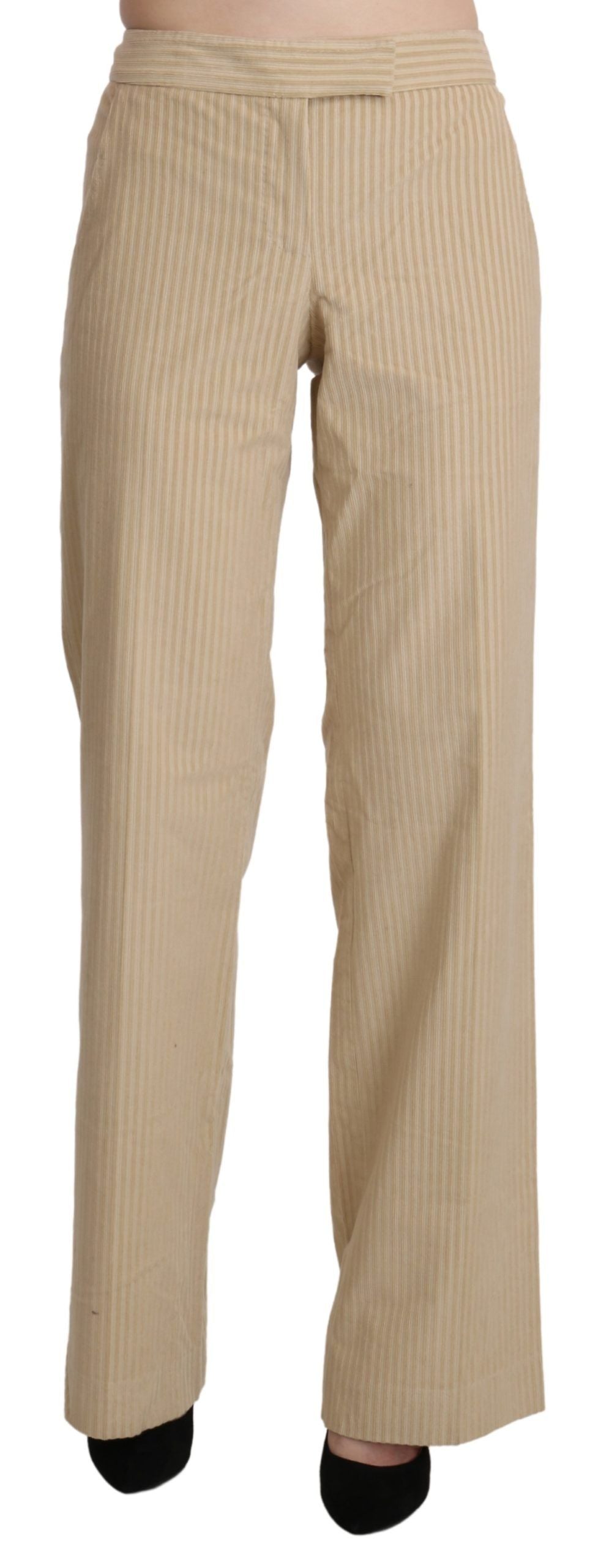 Ermanno Scervino Pantalon large taille haute beige chic