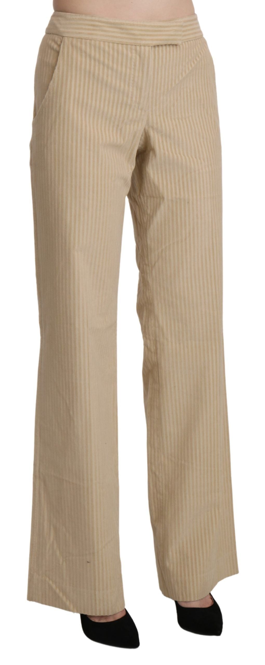 Ermanno Scervino Pantalon large taille haute beige chic