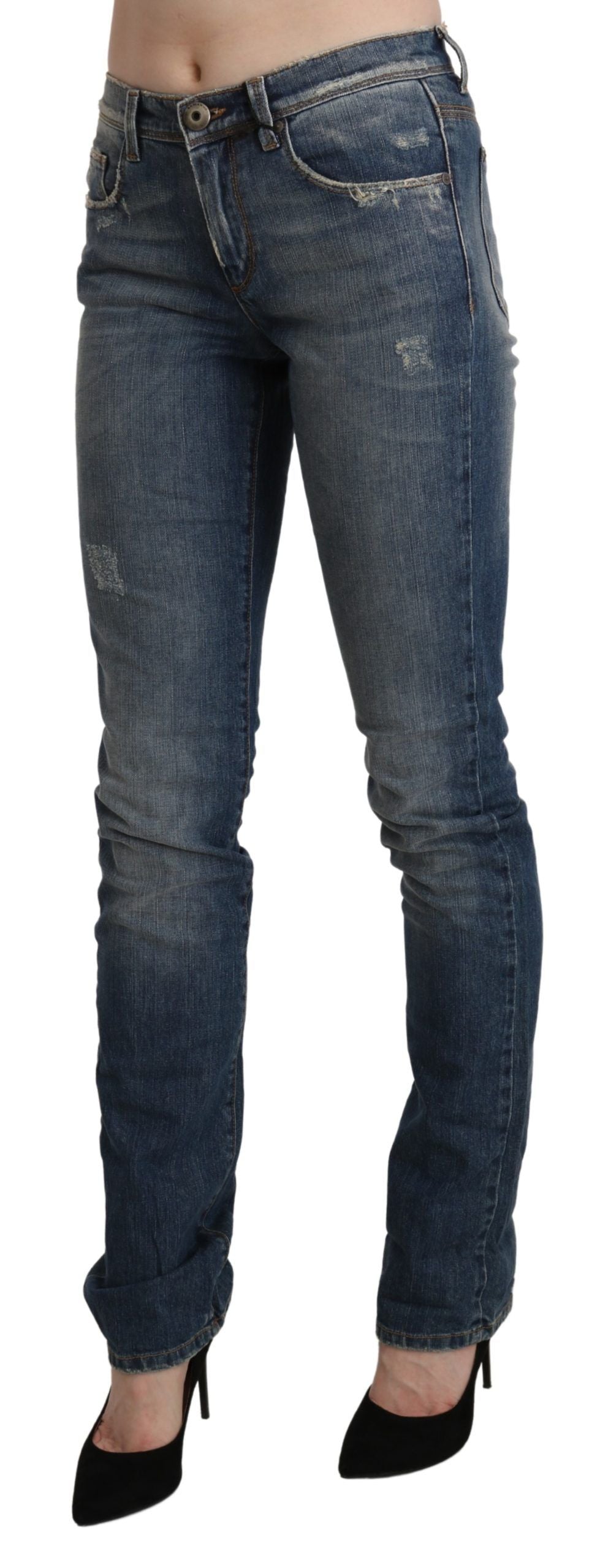 Ermanno Scervino Jean skinny chic taille moyenne en bleu délavé