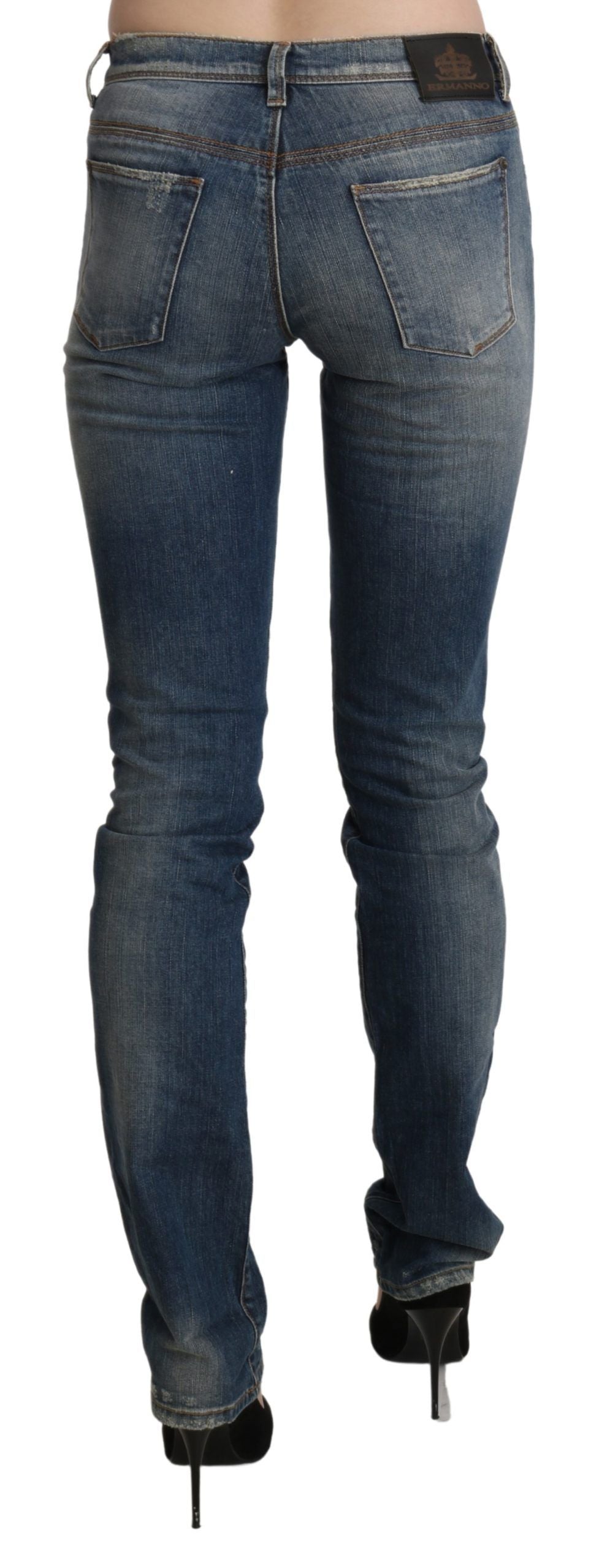 Ermanno Scervino Jean skinny chic taille moyenne en bleu délavé