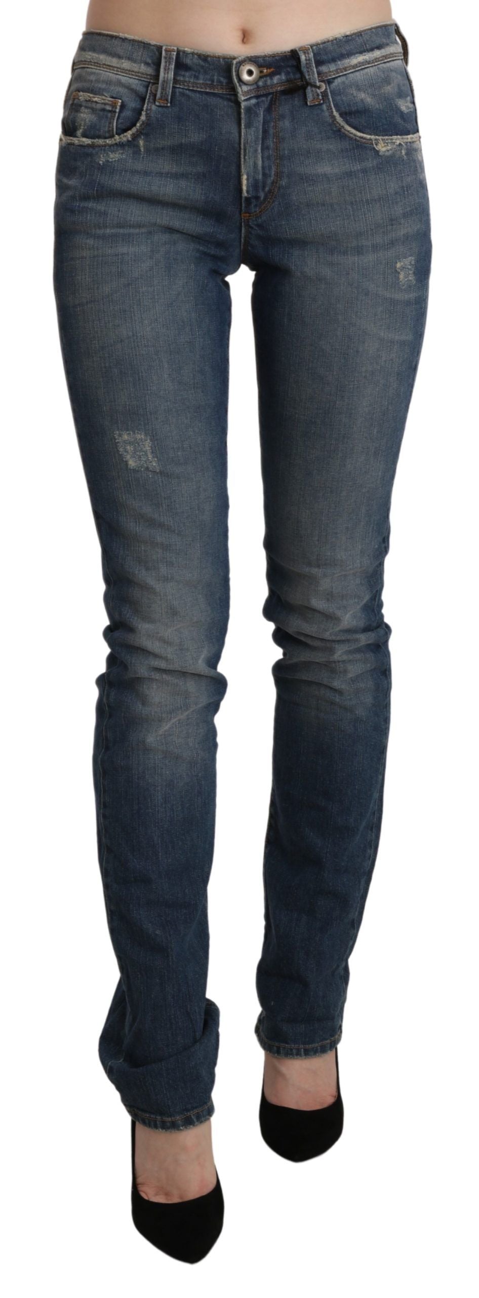 Ermanno Scervino Jean skinny chic taille moyenne en bleu délavé