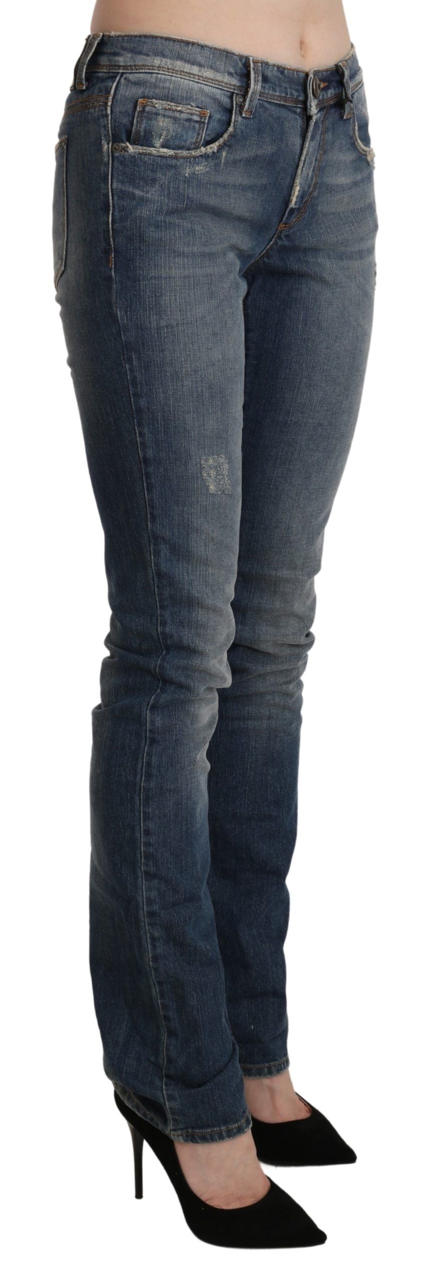 Ermanno Scervino Jean skinny chic taille moyenne en bleu délavé