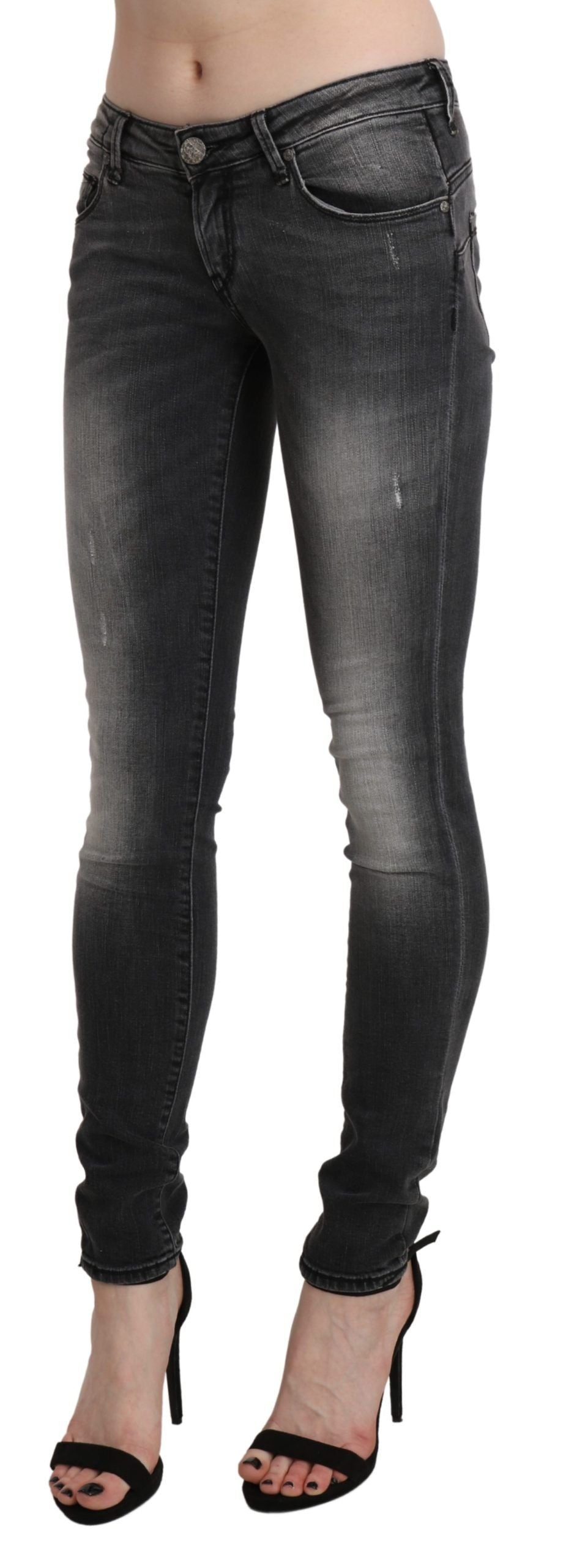 Acht Jean skinny taille basse élégant en délavage noir