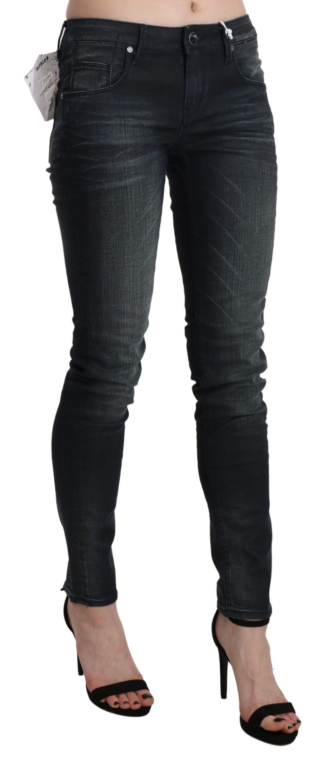 Acht élégant jean skinny taille basse noir