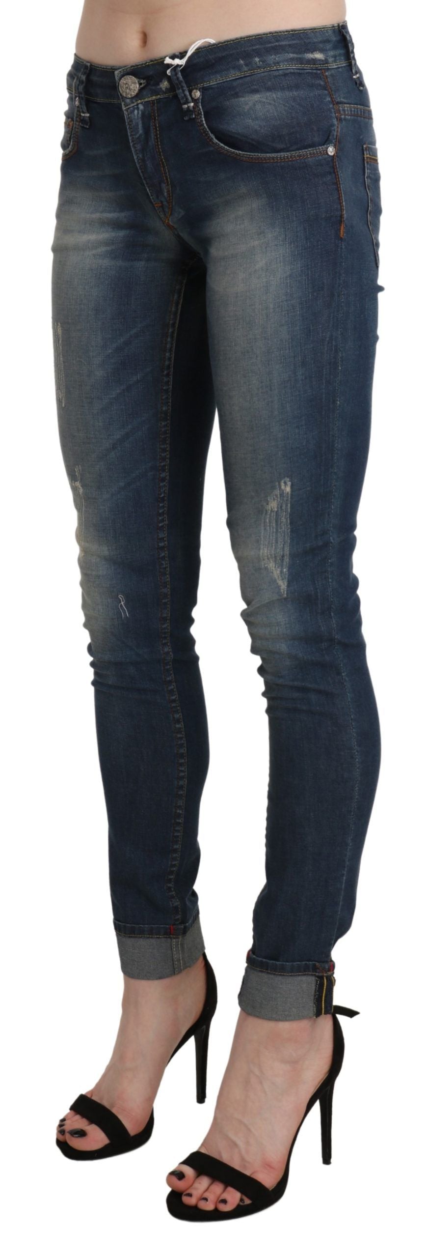 Jean skinny court délavé bleu Acht Chic