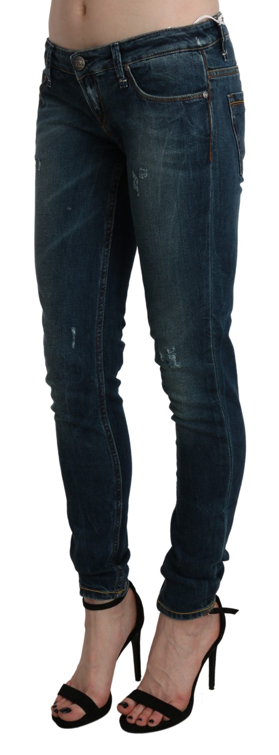 Acht Sleek Taille Basse Skinny Denim - Bleu Délavé