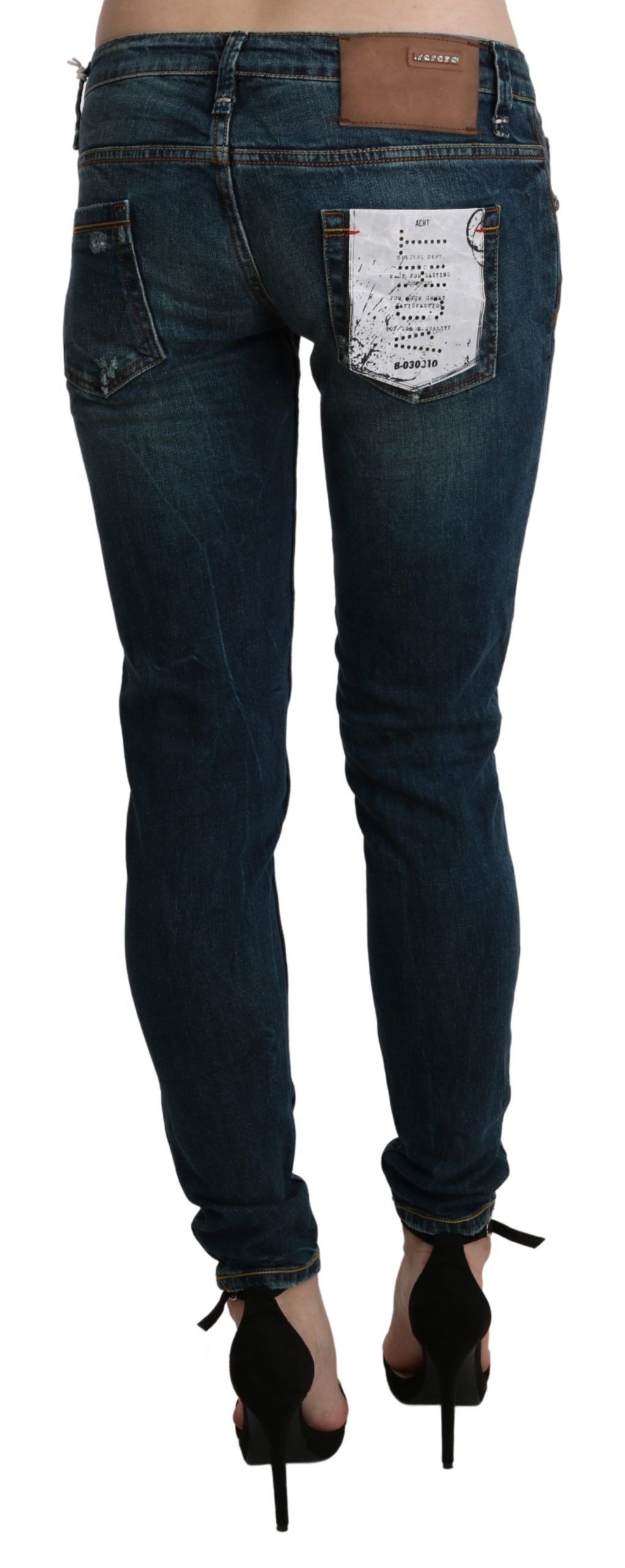 Acht Sleek Taille Basse Skinny Denim - Bleu Délavé