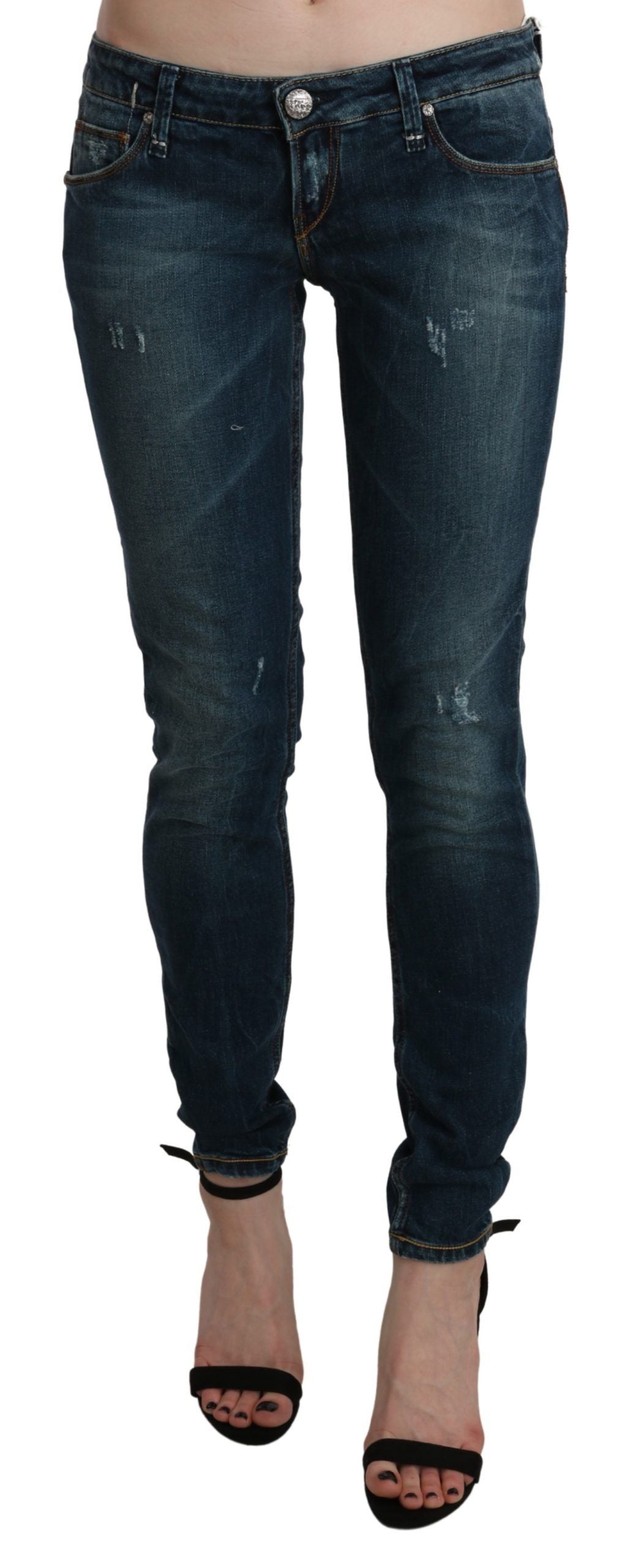 Acht Sleek Taille Basse Skinny Denim - Bleu Délavé