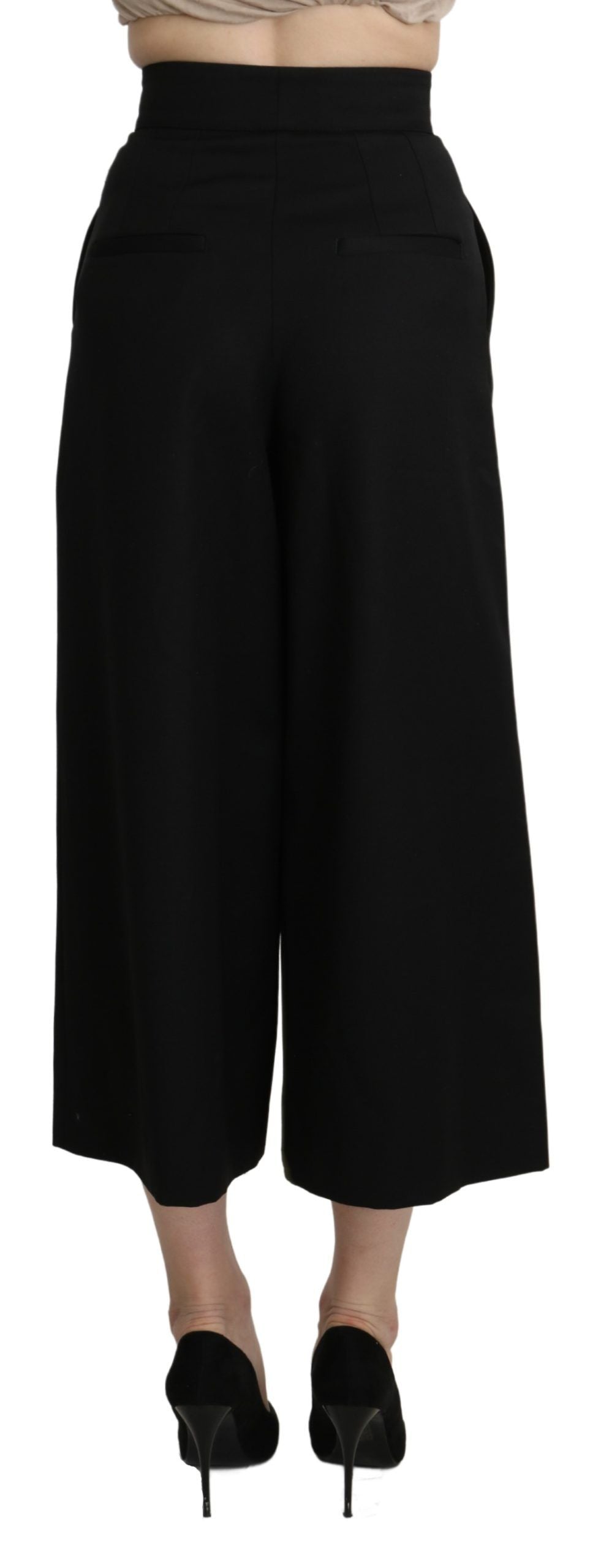 Dolce &amp; Gabbana Pantalon élégant taille haute en laine vierge à jambe large