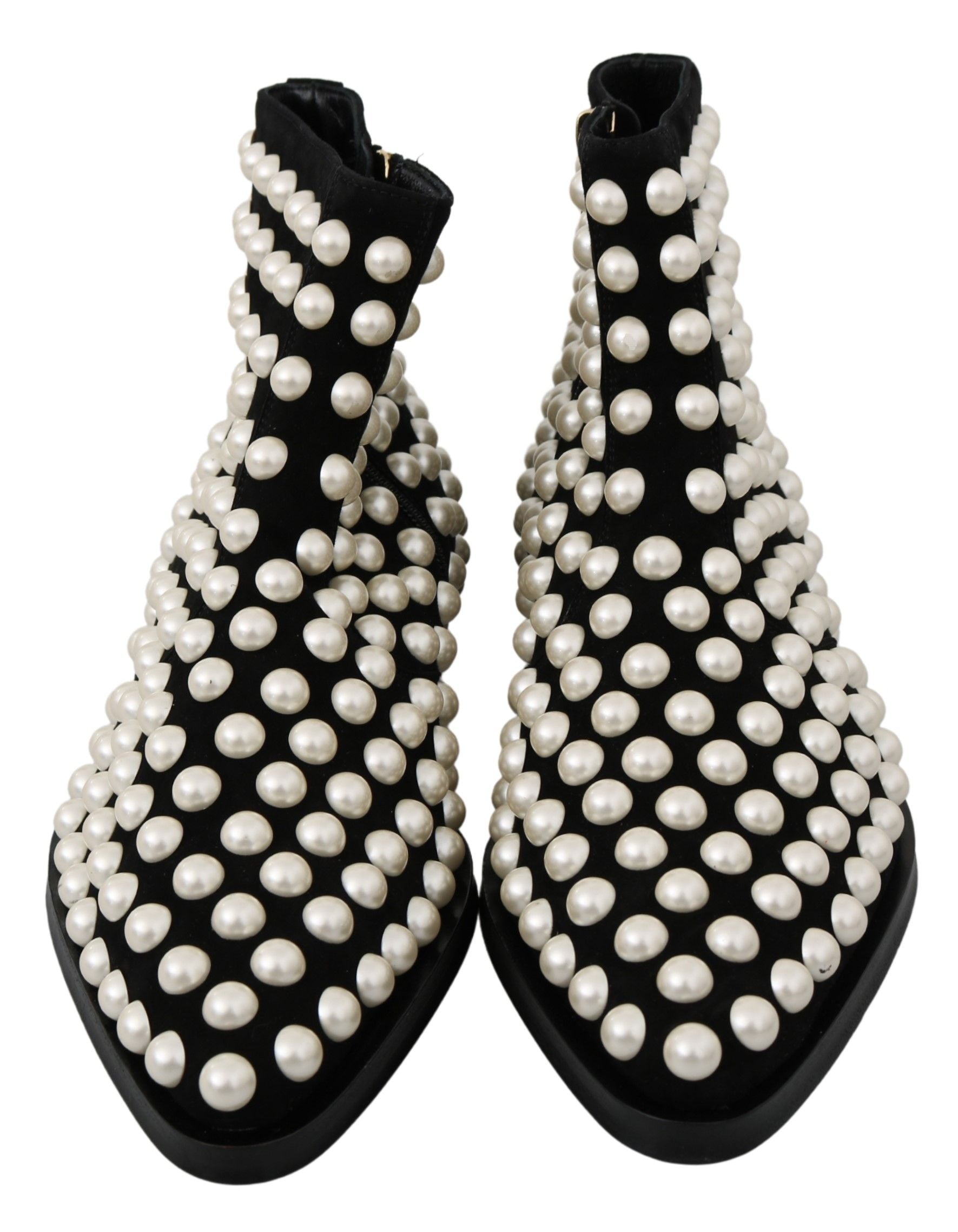 Dolce &amp; Gabbana Chic Bottines en daim noir avec perles