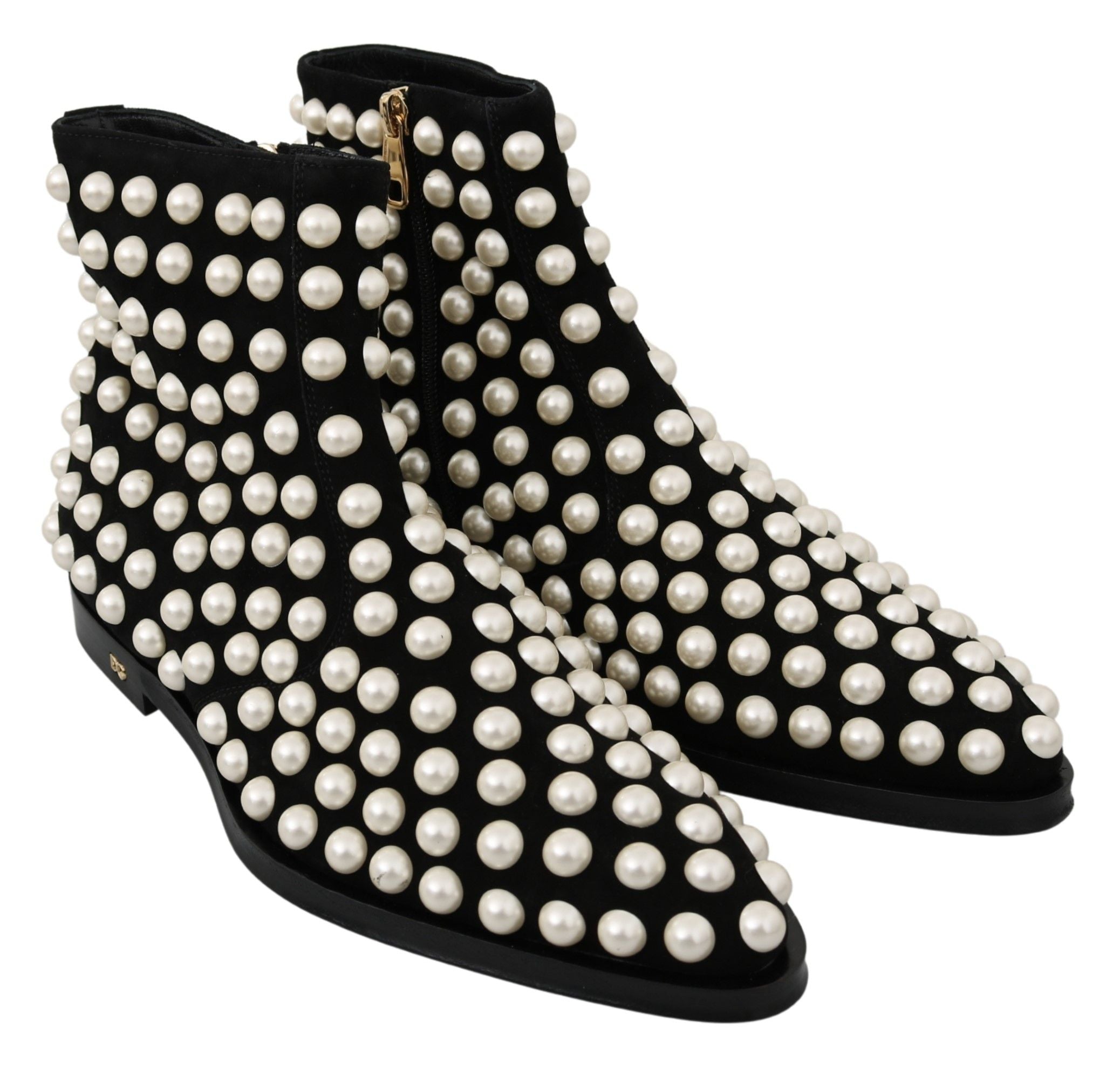 Dolce &amp; Gabbana Chic Bottines en daim noir avec perles