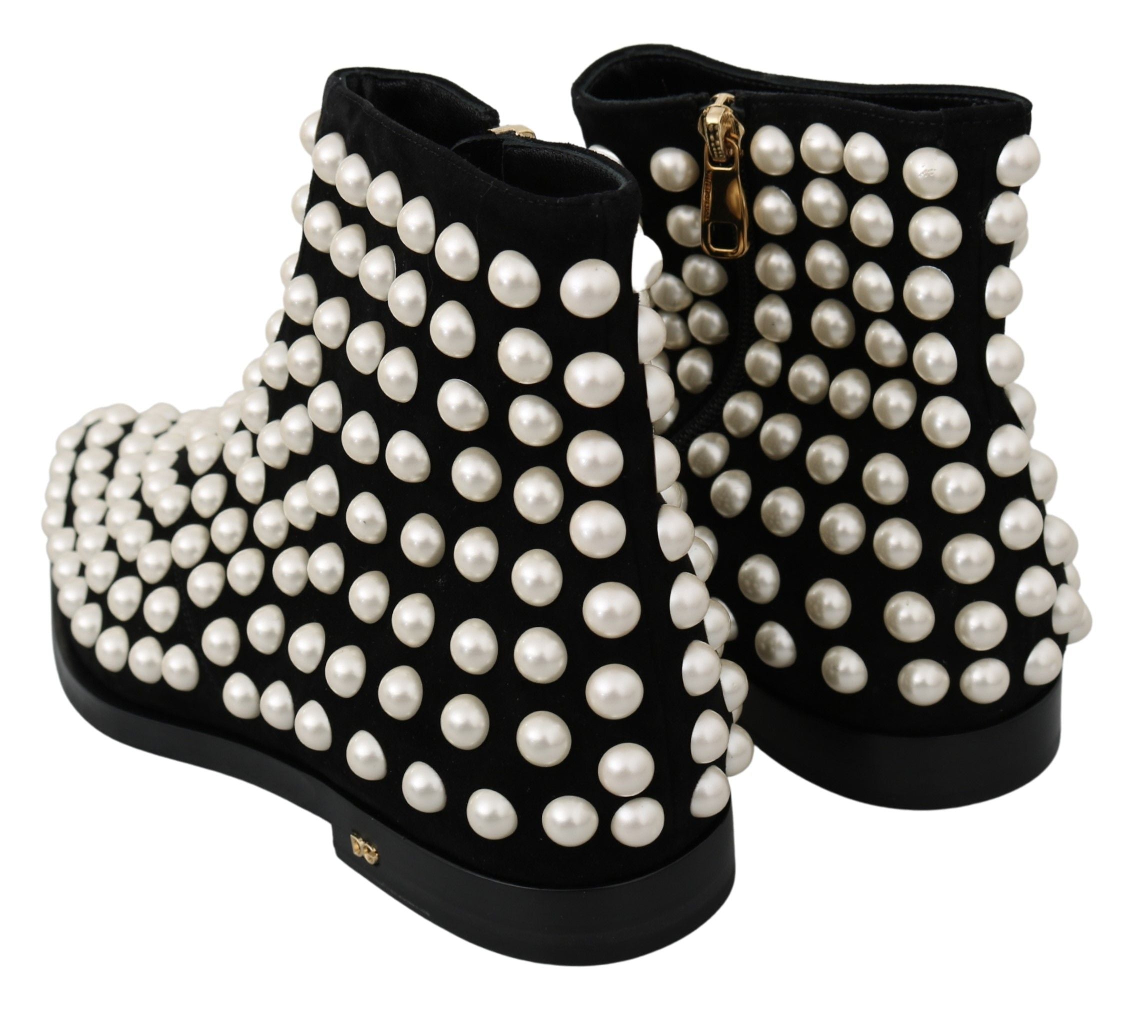 Dolce &amp; Gabbana Chic Bottines en daim noir avec perles